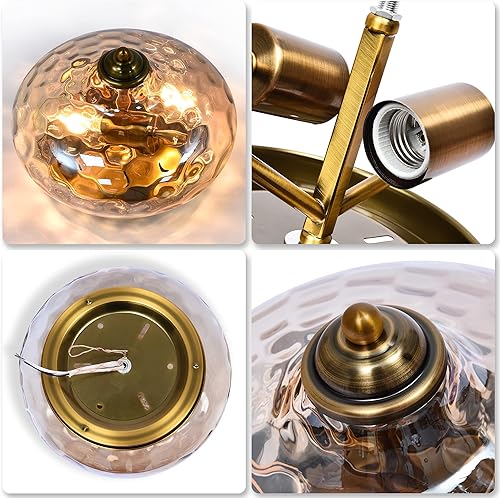 Miniatura 3 de EDISLIVE Moderna lámpara de techo colgante de cristal martillado de 2 luces, lámpara de techo de 10.2 pulgadas para pasillo, vestíbulo, dormitorio