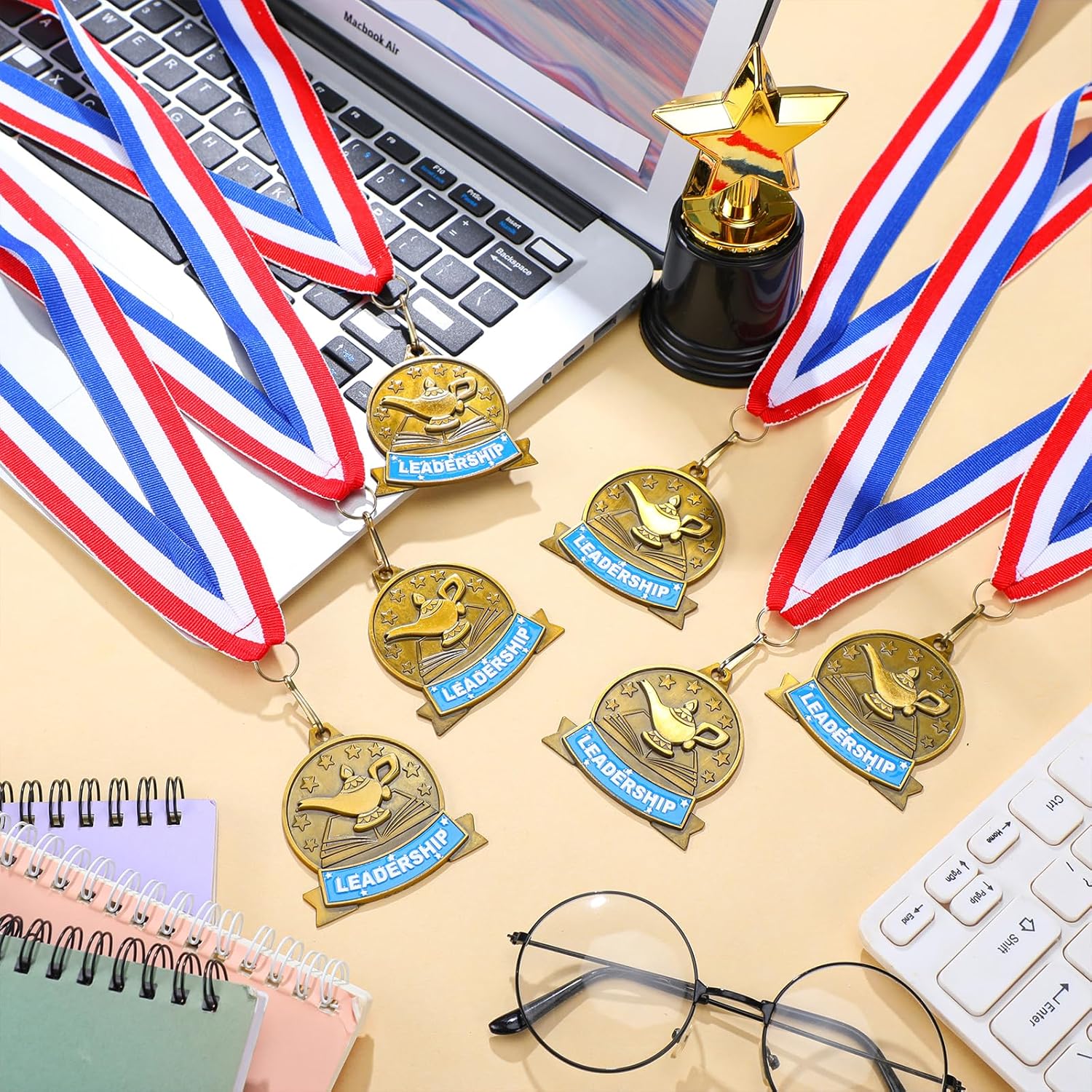 20 Pcs Academic Excellence Medals Bulk 2.4 inch Reading Gold Medals with Neck Ribbons Metal Trophy Award Prize Gifts for Adult Book Lover Competitions Party