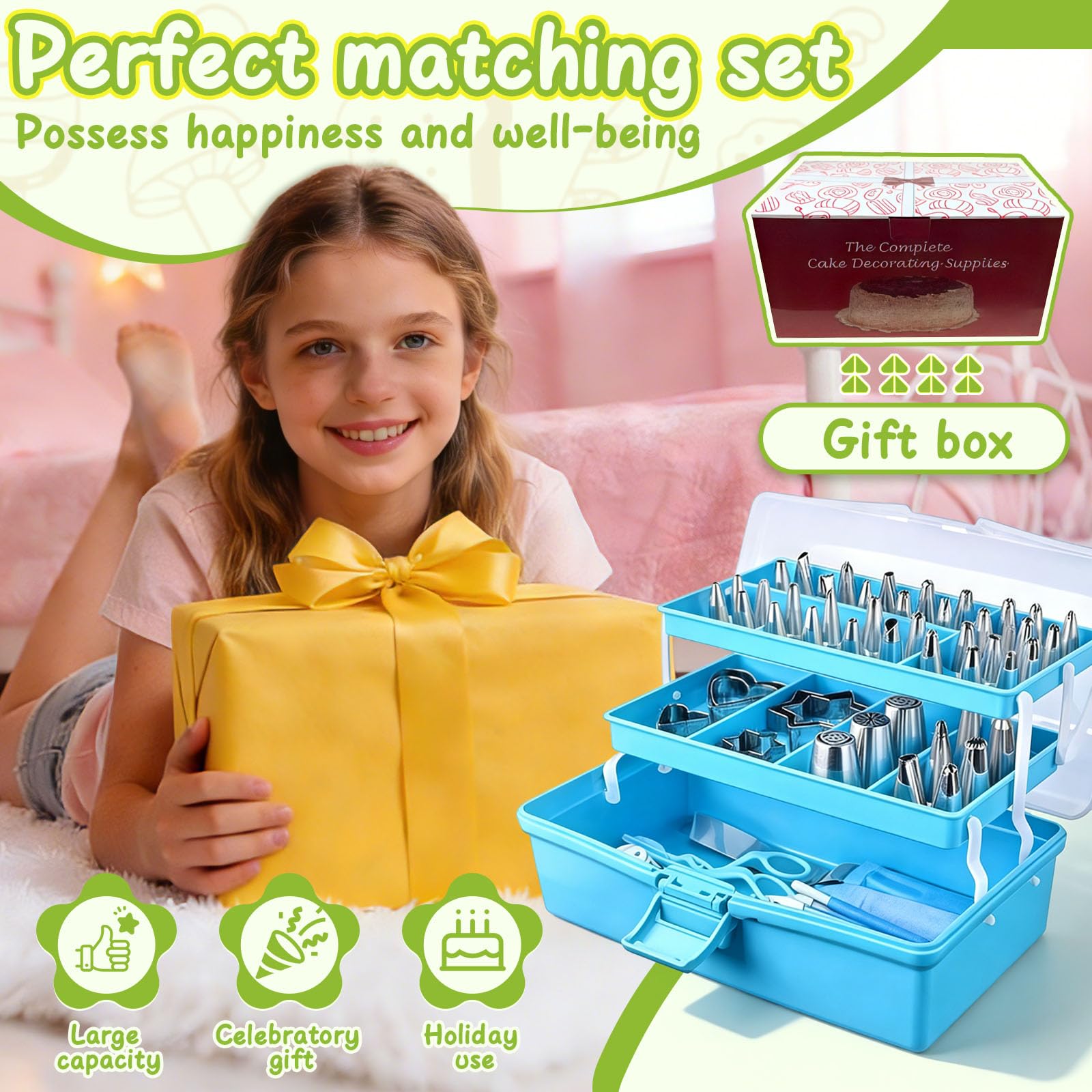 Suuker Kuchendekorationswerkzeug-Set, 236-teiliges Backzubehör mit Aufbewahrungskoffer, Zuckerguss-Spritzbeutel, Spritzbeutel und Spritztüllen-Set mit 36 nummerierten Spritztüllen, Gebäckbeutel für