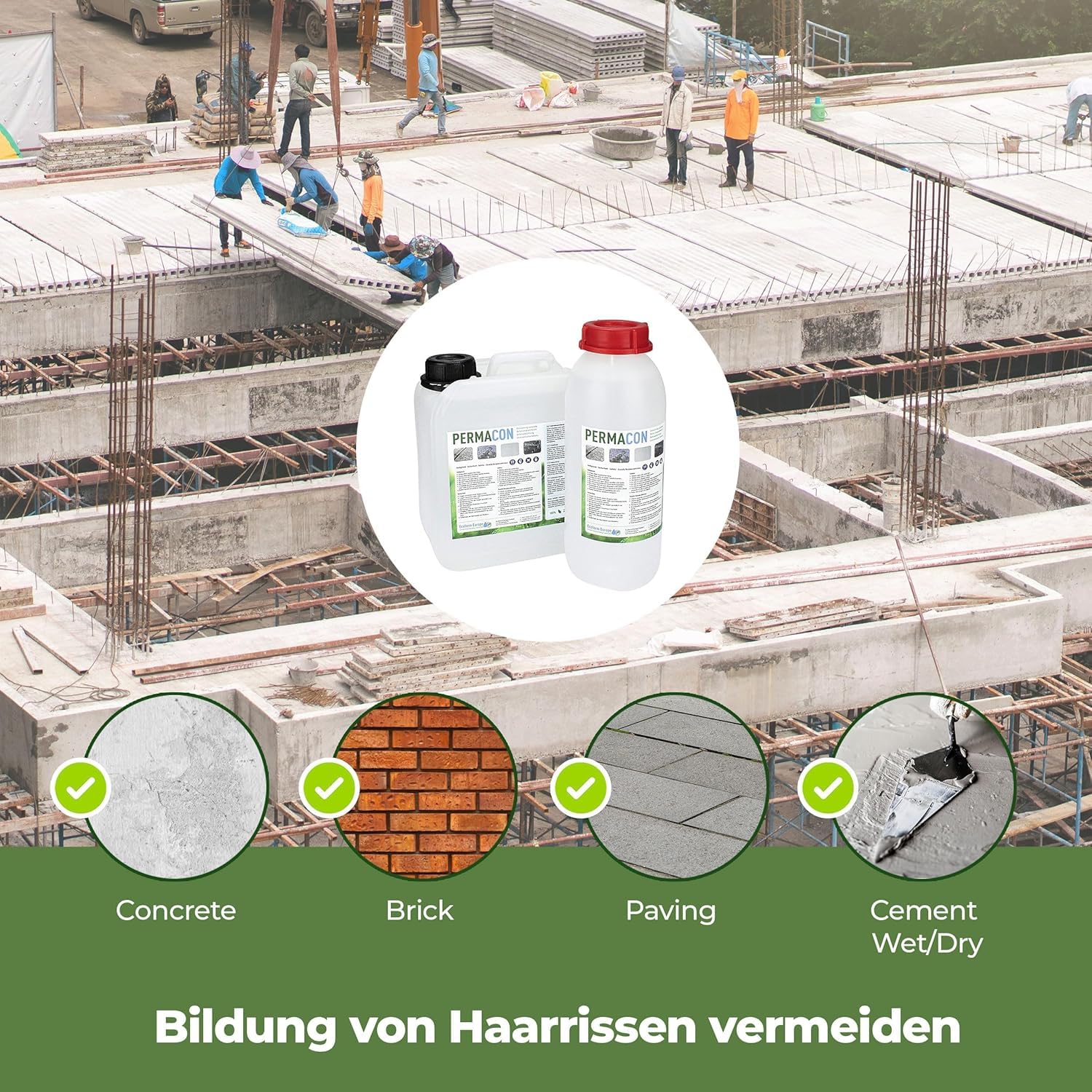 Permacon hydroizolacja i impregnacja betonu, profesjonalna wodoodporna uszczelniacz, do betonu i kamienia, zapobiega gniciu betonu, pleśni i wilgoci – bezbarwny i trwały (Przejrzysty, 5L)