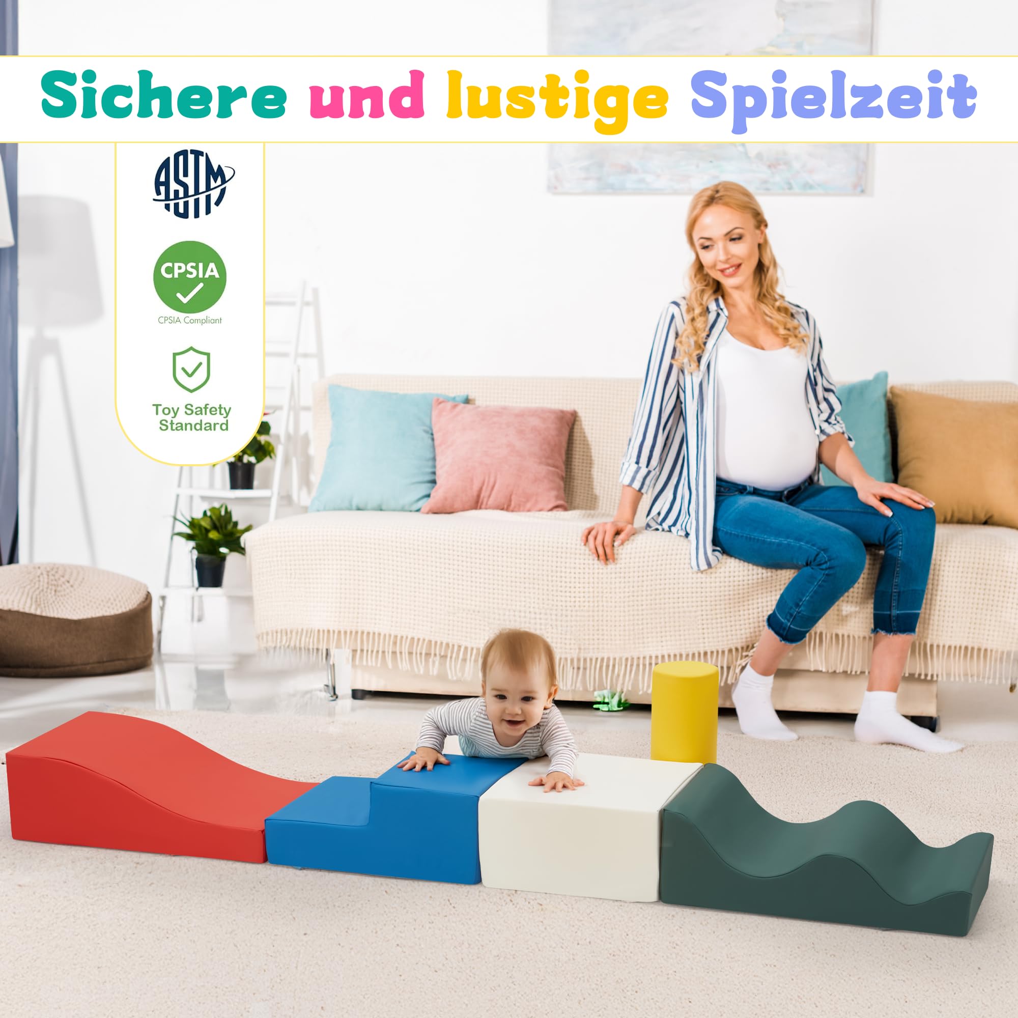 STYPLZ Kinder Kletterblöcke 7-teilig - Schaumstoff Bausteine Indoor Spielzeug