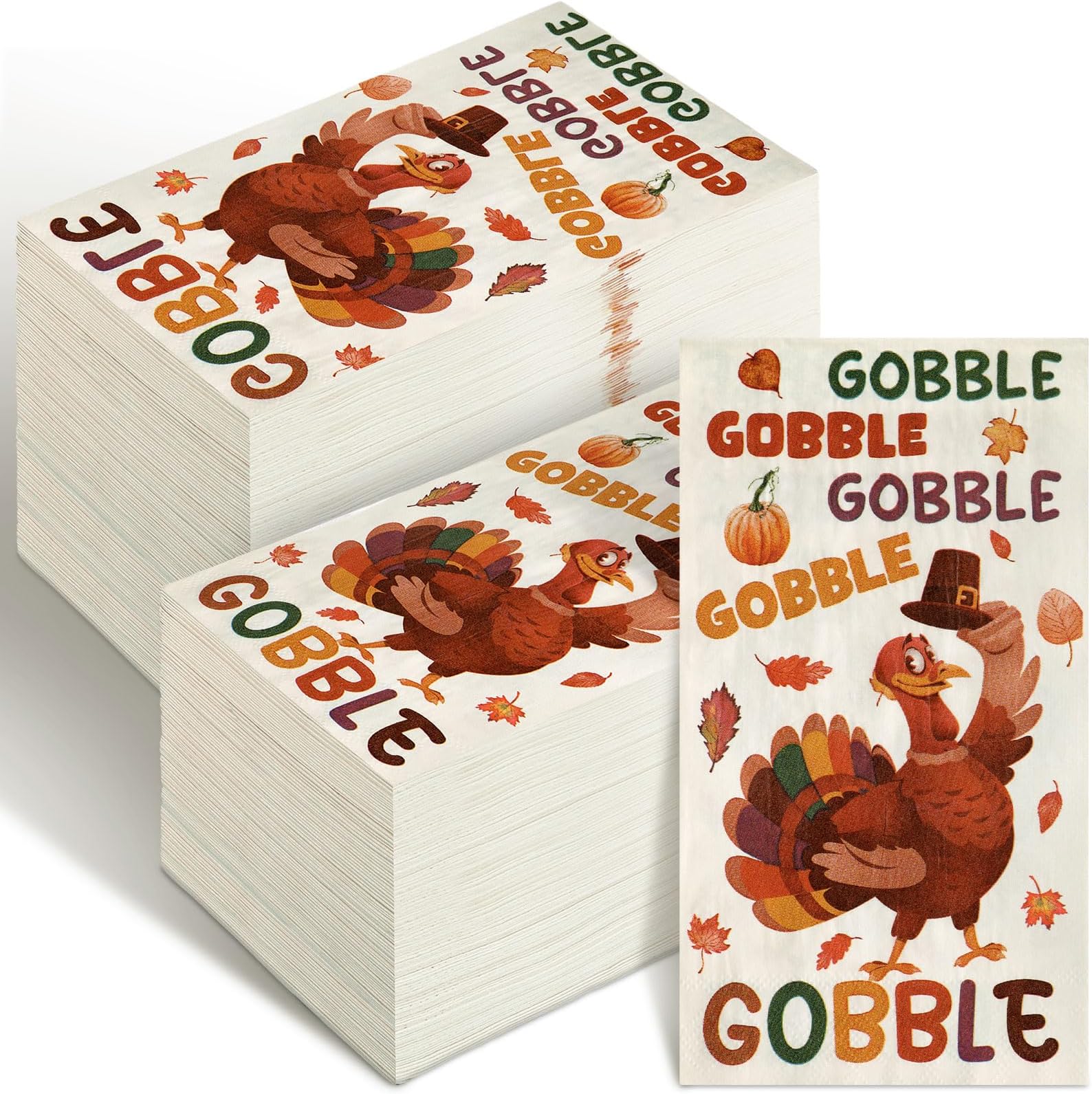 Karenhi 200 Pcs Gobble Thanksgiving Guest Napkins Gobble