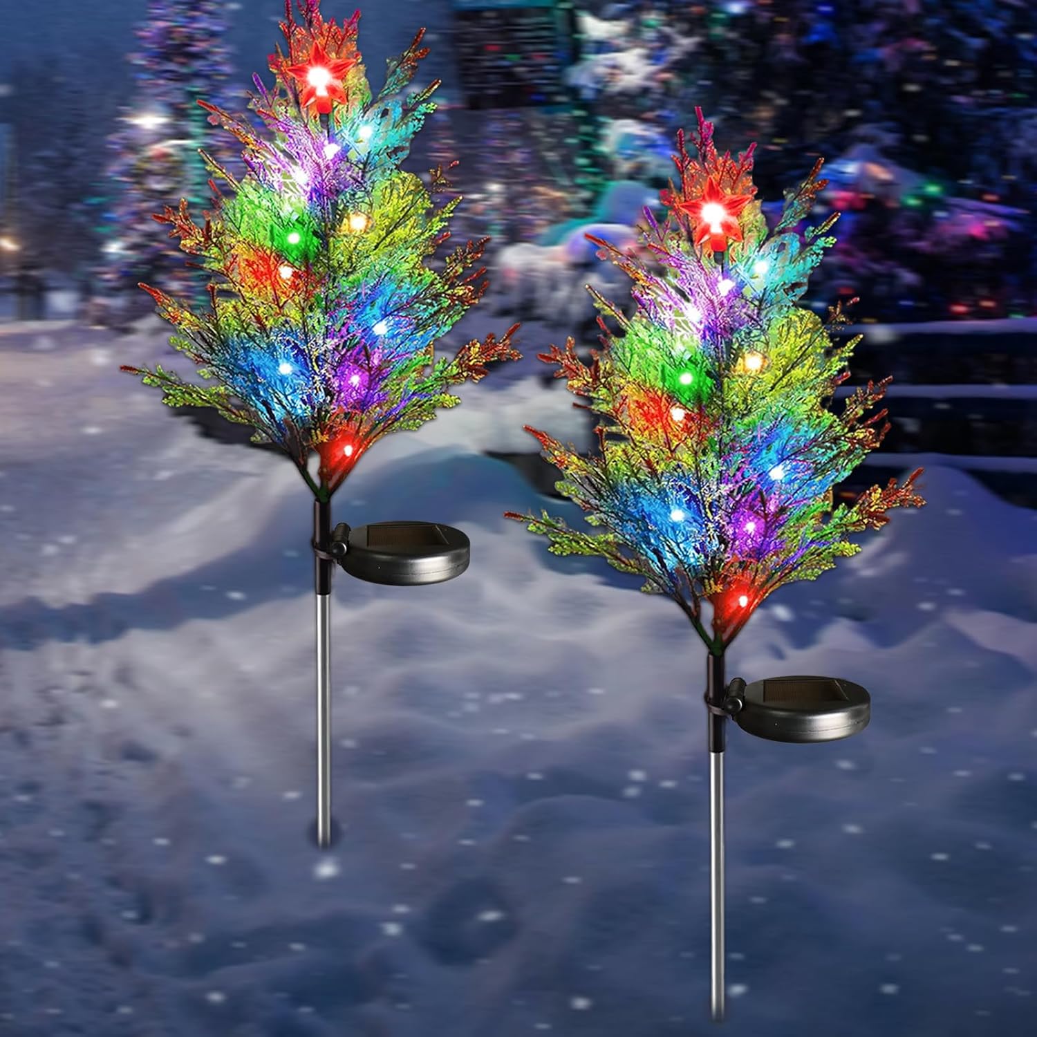 Joezhe Christmas Decorations Outdoor 2 Pack Solar Christmas Tree Garden Christmas Outdoor Decorations Amazon