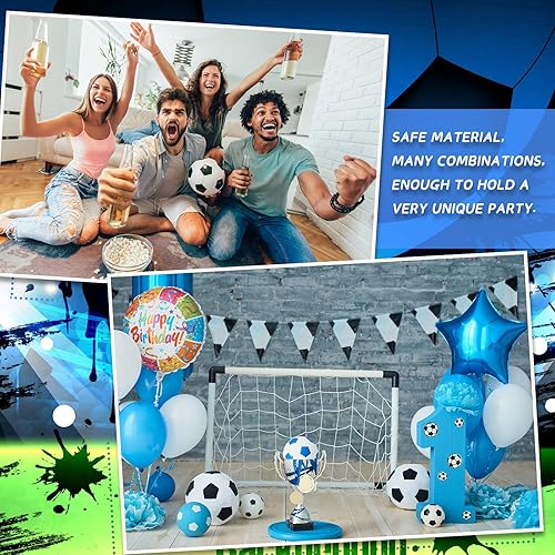 Miniatura 6 de Sirve 24 platos de fútbol para invitados, juegos de servilletas de fútbol para fiestas de cumpleaños, incluye vajilla desechable, servilletas y