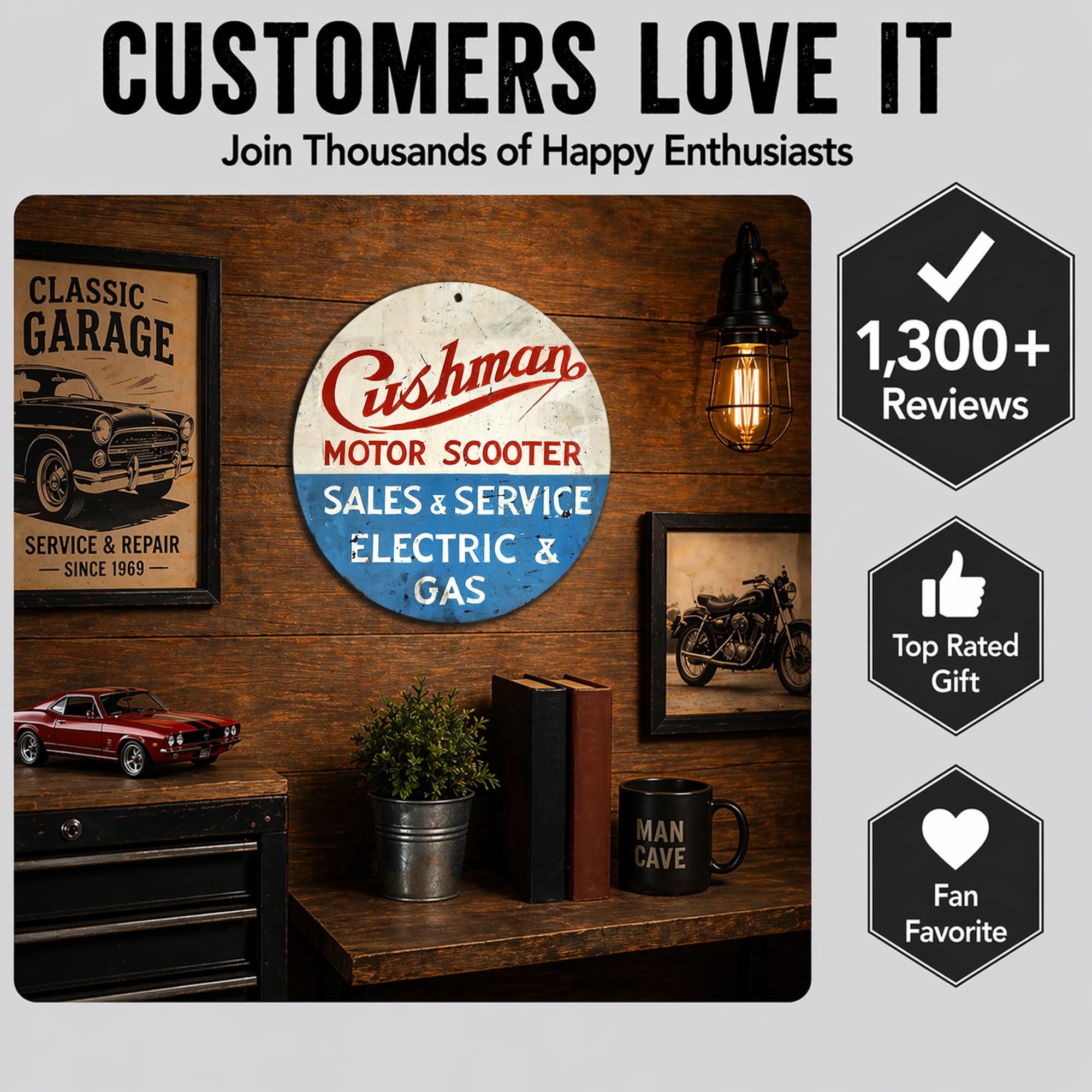 Amazon.com: Brotherhood Round Metal Sign for Cushman Motor Scooter