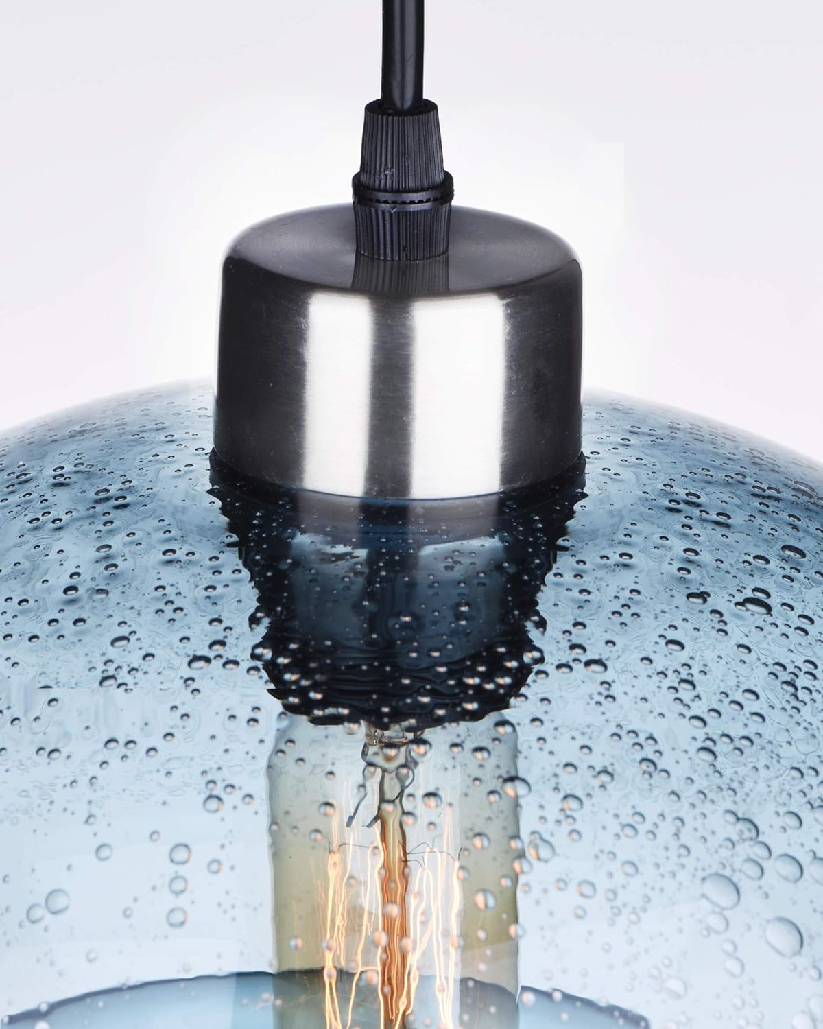 CASAMOTION Pendant Lighting Blown Glass Kitchen Island Light Modern Blue seeded Color Dining Room bar Bed Table Over Sink Brushed Nickel 9inch diam - - 