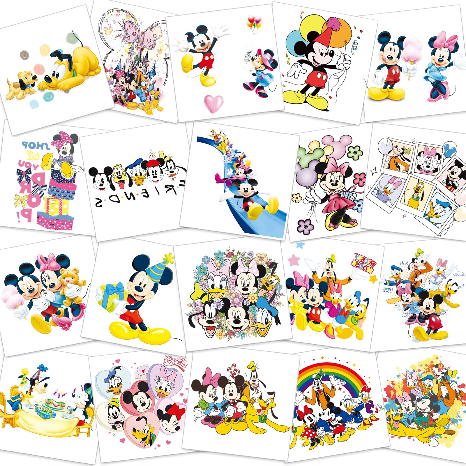 Temporary Tattoo Stickers, 60 Count, Mouse Theme, Removable Fake Tattoos for Birthday Party Goody Bags and Treat Bags, Ages 3 and Up