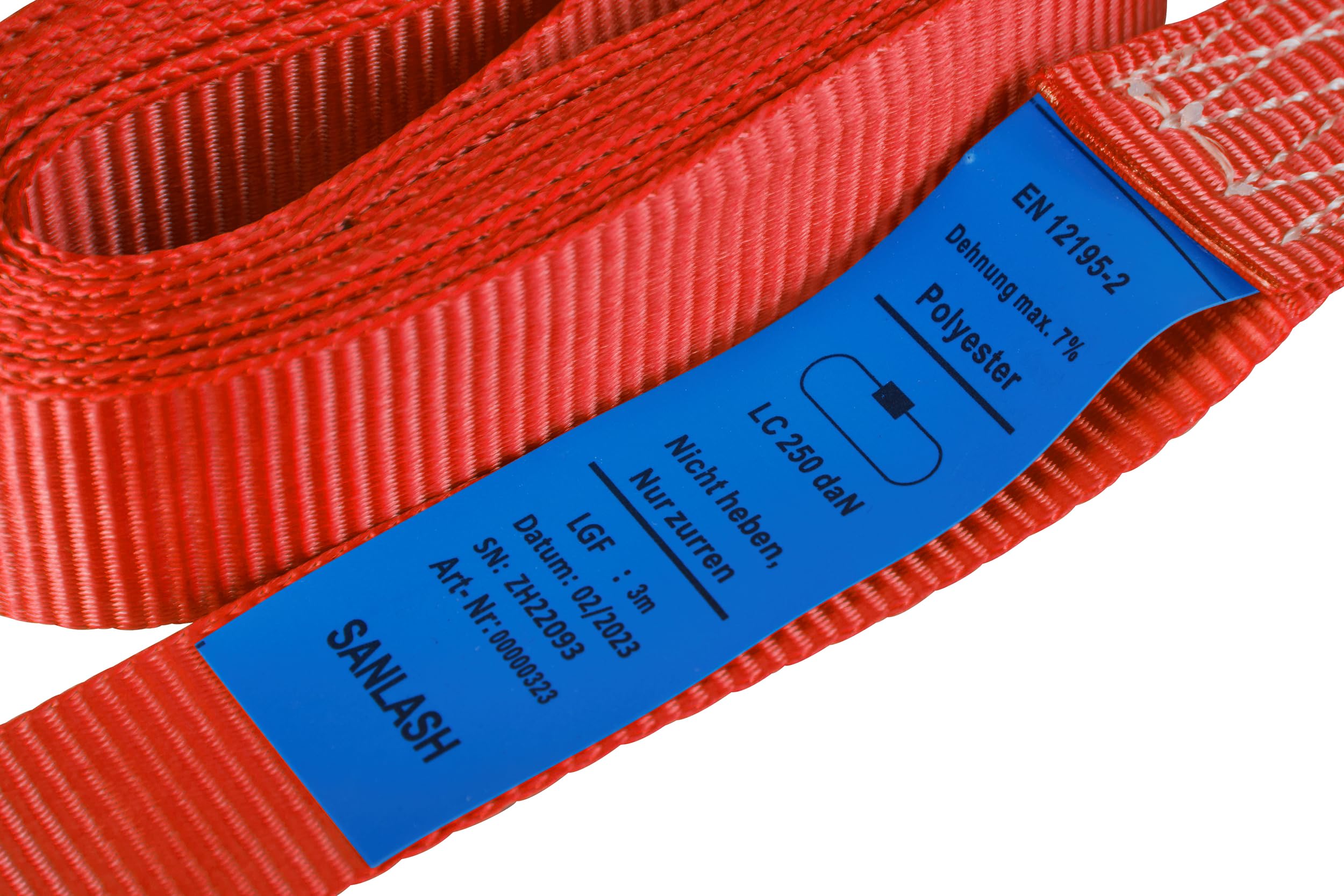 Lot de 6 Sangles d'arrimage avec Boucle, Ceinture à Blocage par Serrage, Sangles de Fixation Charge Max. 250 kg, Selon DIN en 12195-2, Longueur 3m Largeur 25mm, en Une pièce, Rouge
