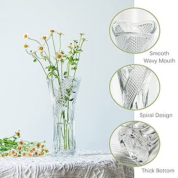 スパイラルデザインのオーダーガラス花瓶 Amazon.co.jp: クリアクリスタル花瓶 センターピース用 6.5