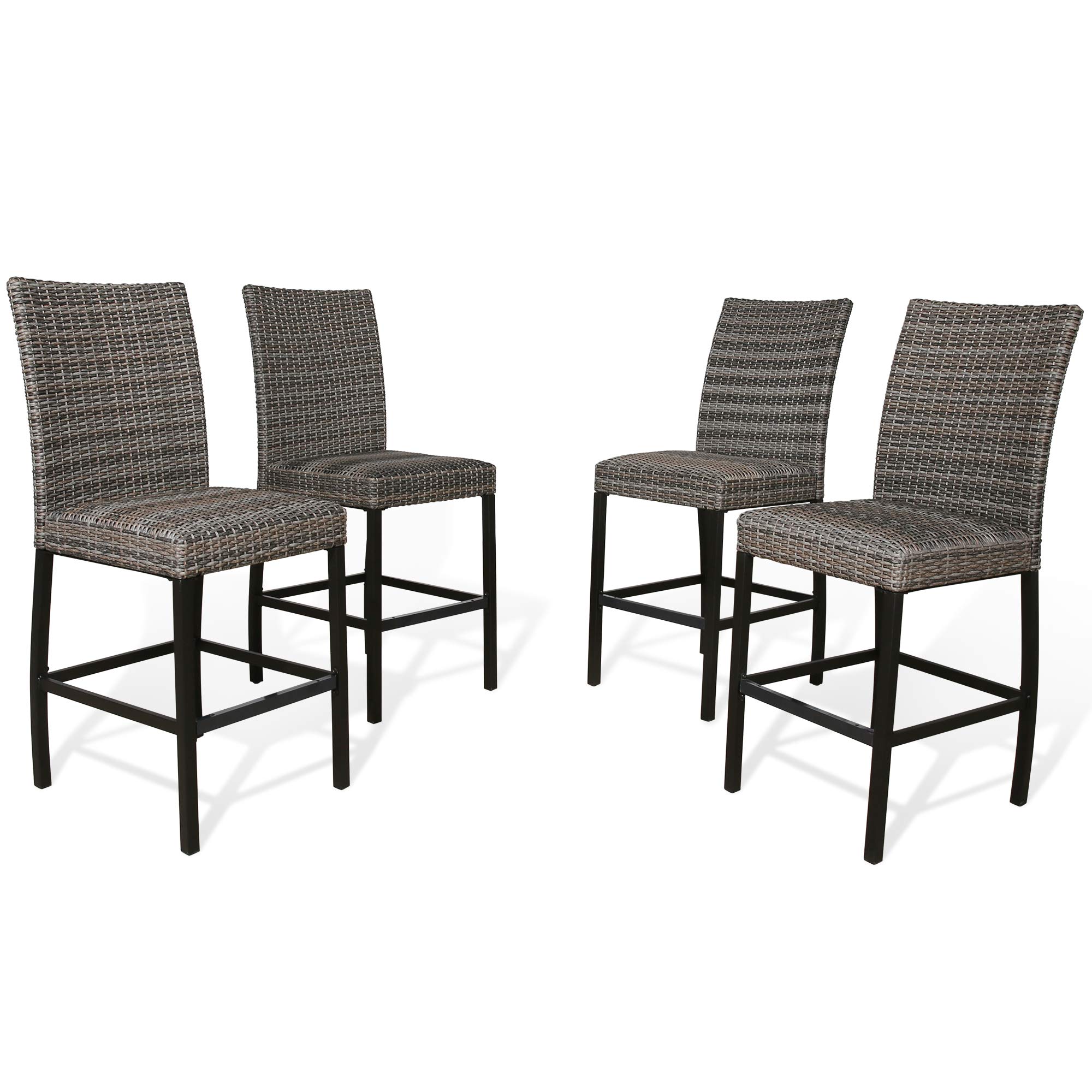 Buy Iwicker Patio PE Wicker Height Bar Chairs, Outdoor HeavyDuty Steel