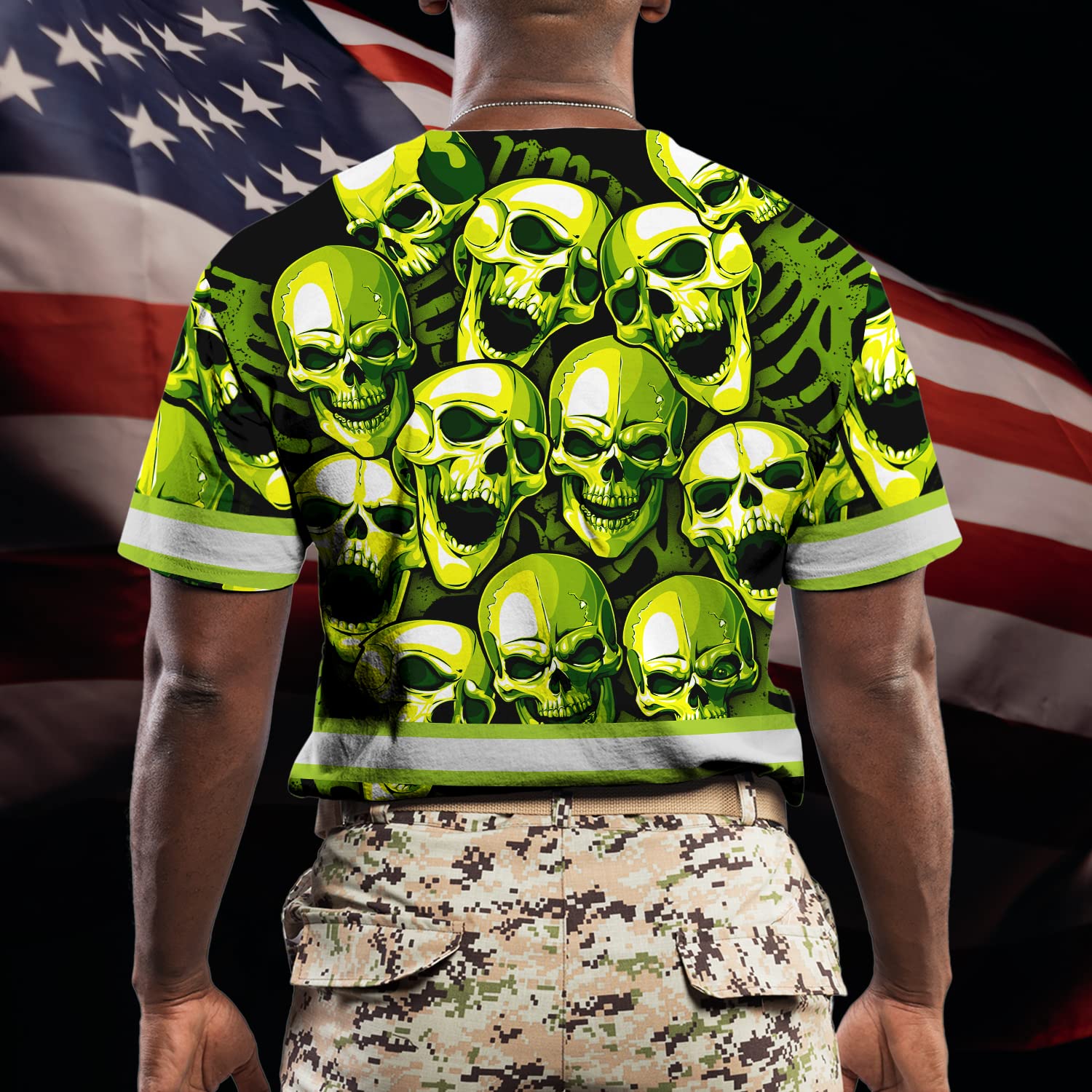 Camisa reflectante de alta visibilidad con bandera de Estados Unidos, ropa de trabajo de seguridad para corredores