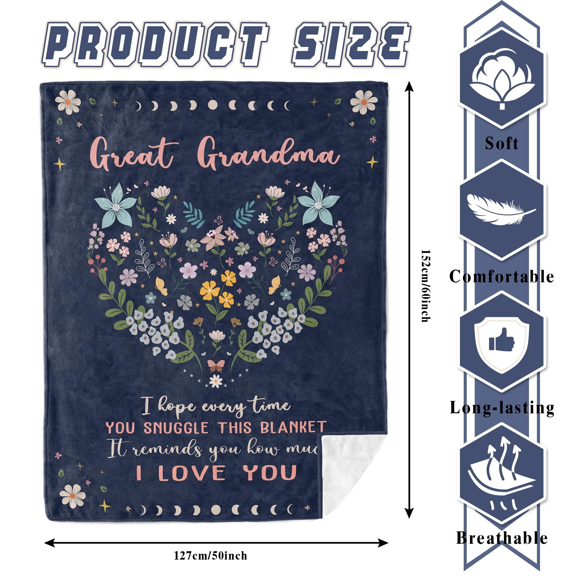 Julazy Great Grandma Gifts Blanket 50"X60", Gift Ideas for Great Grandma, Grandma Birthday Gift from Grandchildren, Great Grandmother Gifts, Present for Mothers Day/Christmas