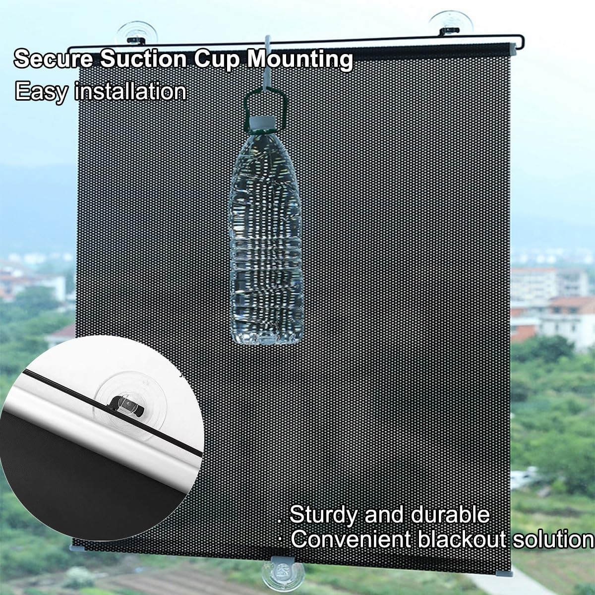 Tenda a Rullo Oscurante Senza Forare, Tenda Avvolgibile con Ventosa, Termica Isolante Protezione Solare, persiane Temporanee per Camera da Letto e Soggiorno(Silver,80W x 200H cm)