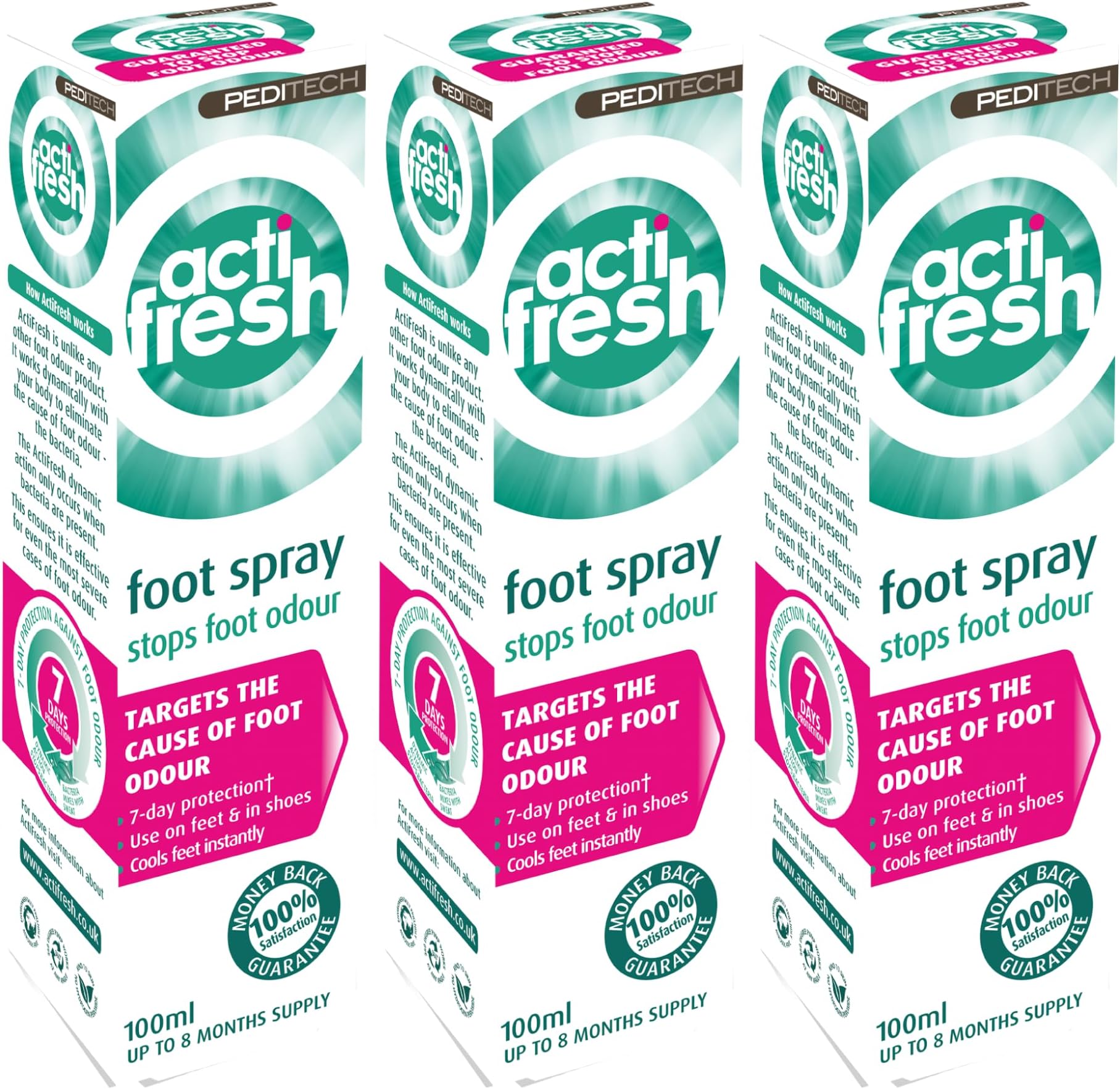 Triple Pack- PediTech Actifresh foot and shoe treatment