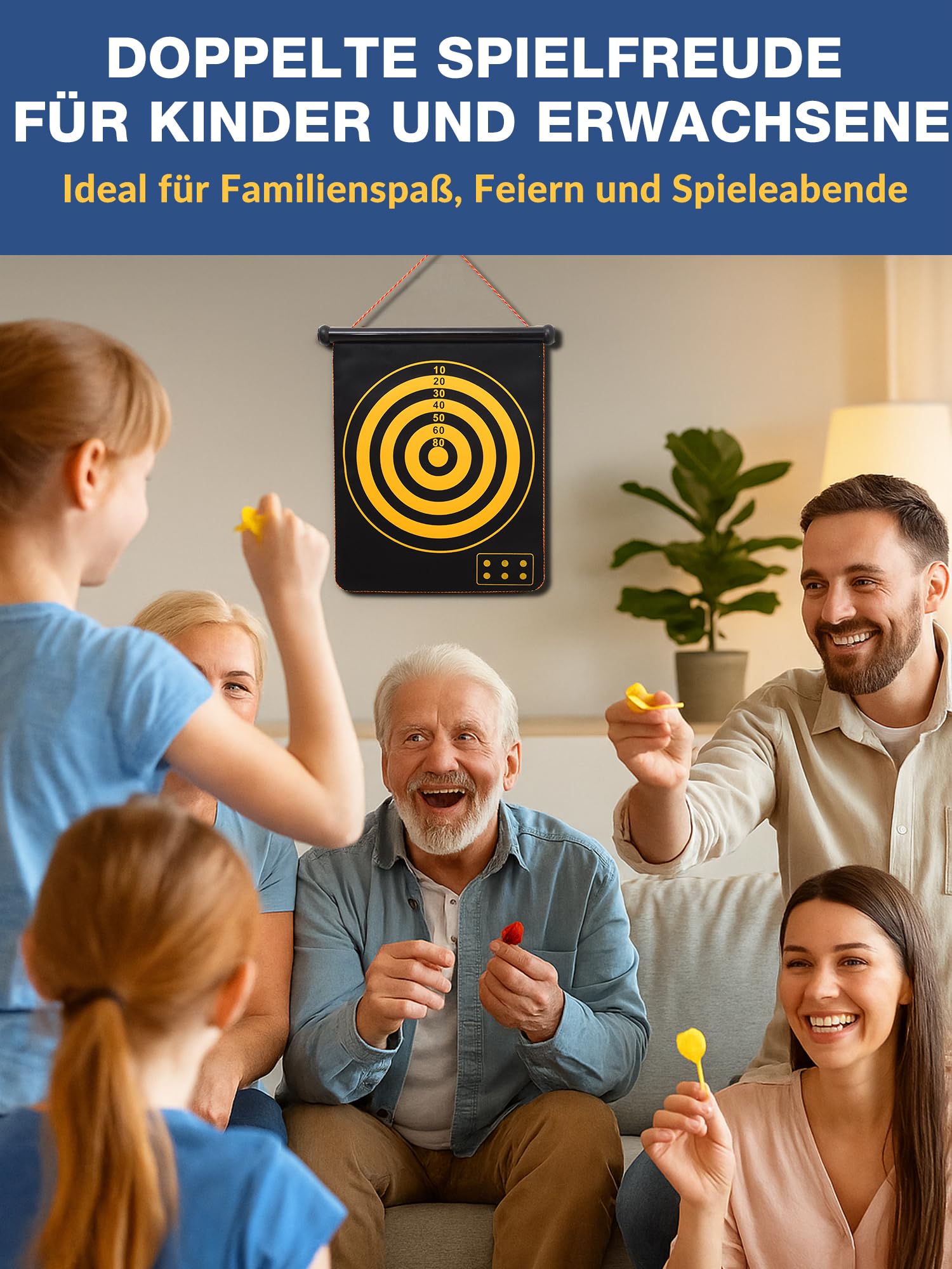 BATURU Magnetische Dartscheibe für Kinder ab 4 Jahren, doppelseitiges Magnet Dartboard mit 12 sicheren Darts, Geschenk für Jungen zum Geburtstag und Weihnachten, Indoor Outdoor Spiele