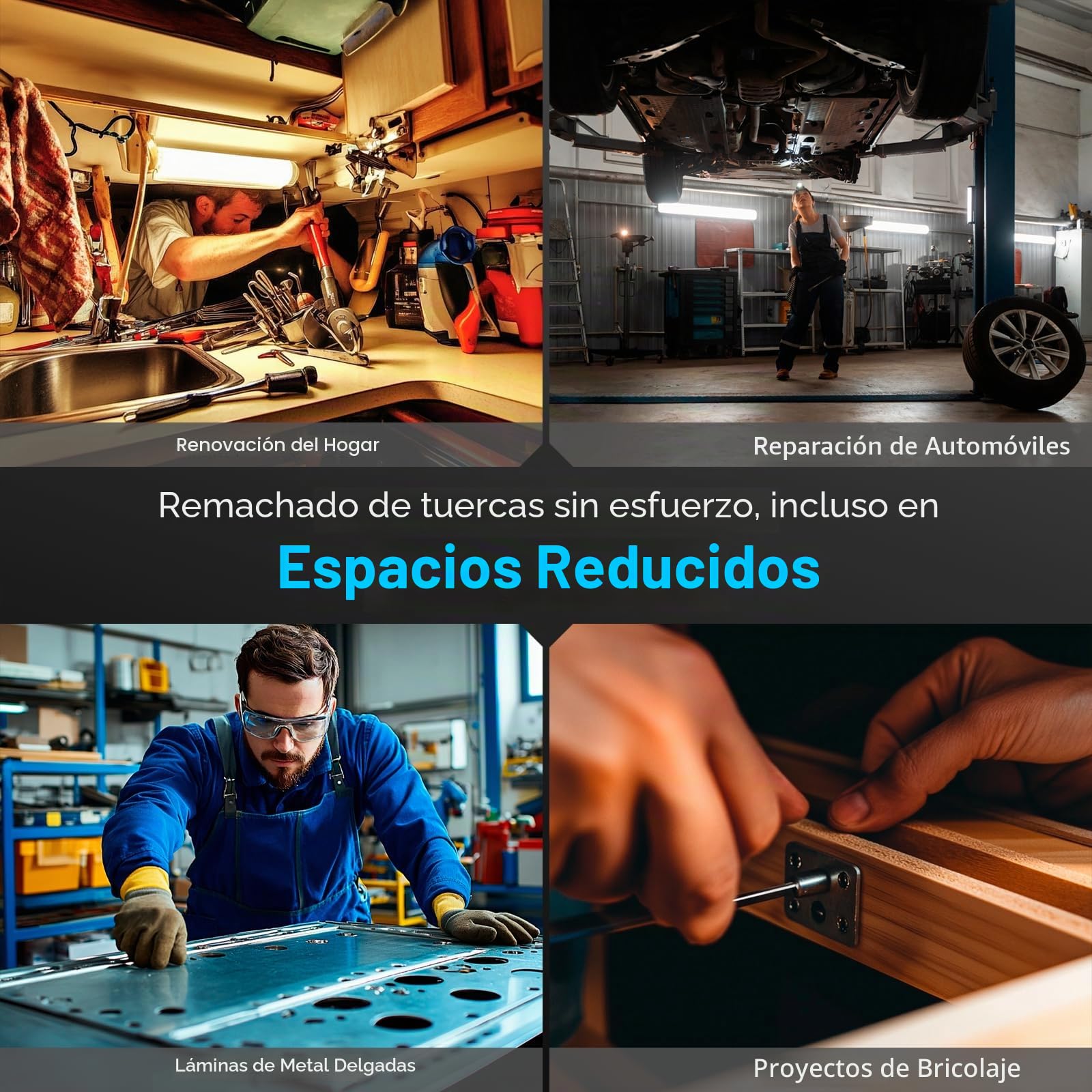 YUZES Adaptador de Tuerca de Remache para Taladro inalámbrico eléctrico, Kit de Pistola de Remache Que Ahorra Mano de Obra con 5 Mandriles métricos y 5 SAE y 50 Tuercas de Remache Surtidas, Funda de