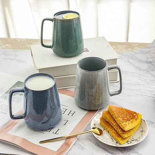 Miniatura 6 de Tazas de café grandes de cerámica, 24 onzas, diseño de mango grande, taza de té y café extra grande para oficina y hogar, aptas para microondas y