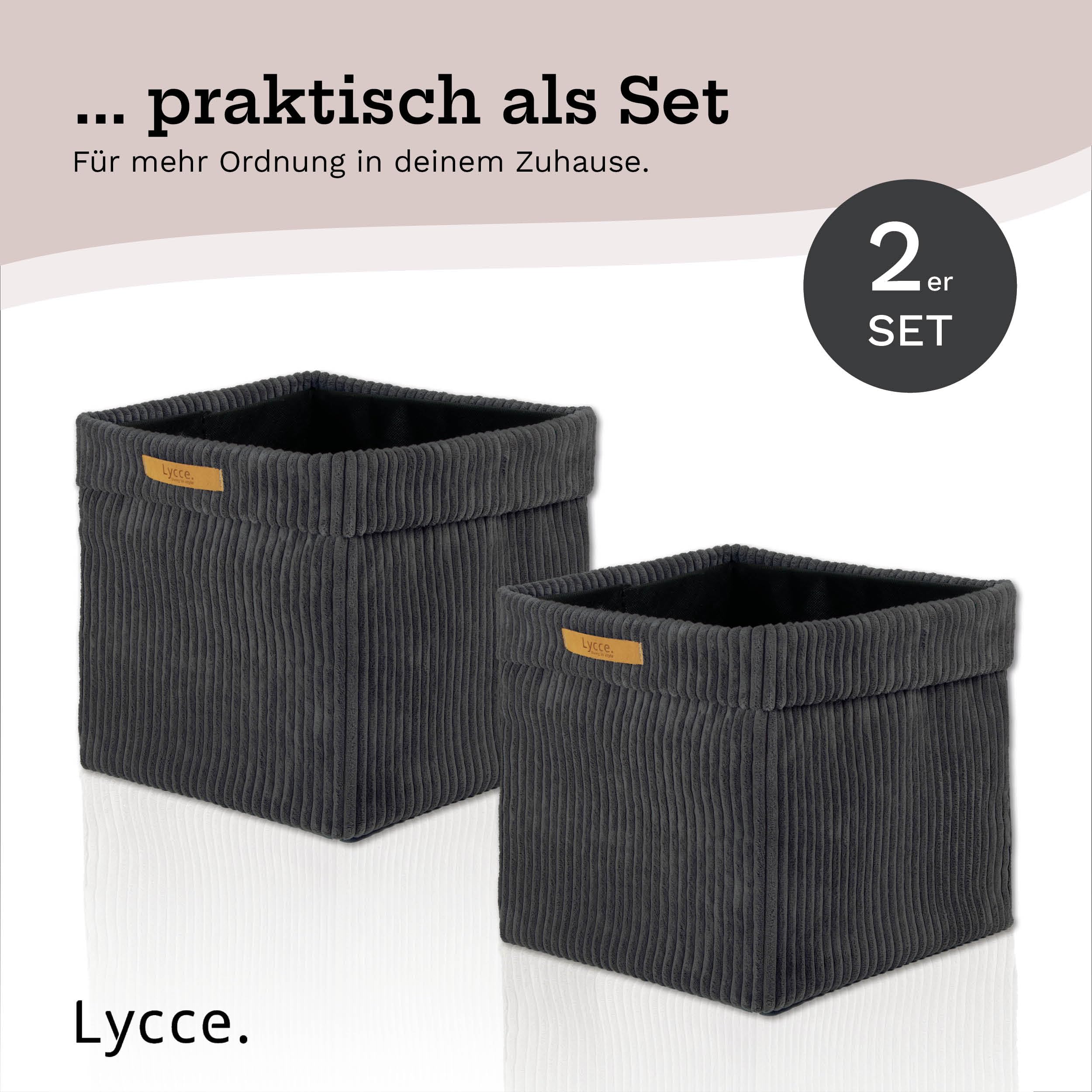 Lycce Kallax Box Cord 2er Set | Insert Kallax 33 x 33 x H31 cm | Scatola di archiviazione con rivestimento in corda rimovibile adatta per lo scaffale Kallax | Scatole di ordinamento pieghevoli in