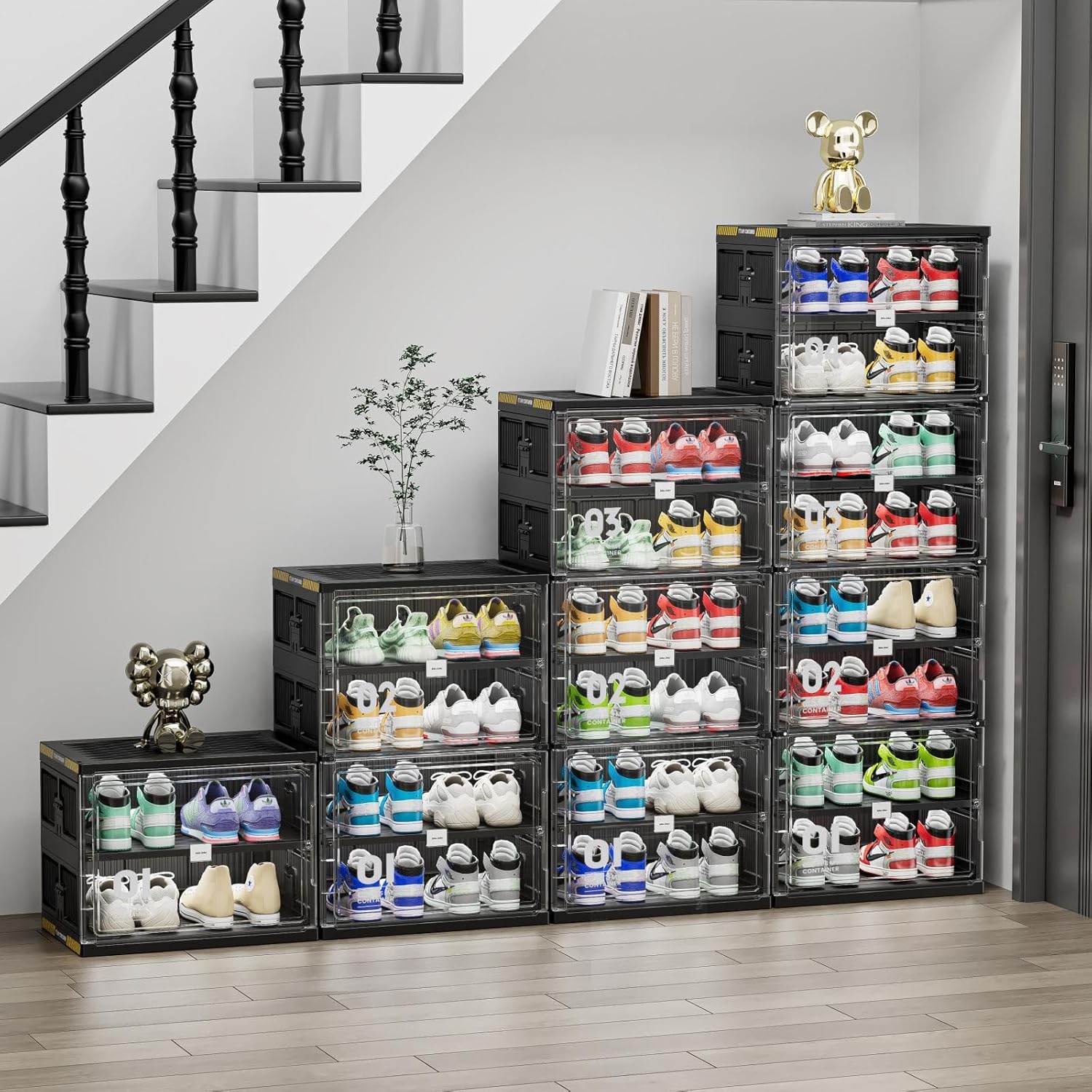 JEKO&JEKO 6段 12組 ポータブルシューズオーガナイザー 収納ボックス