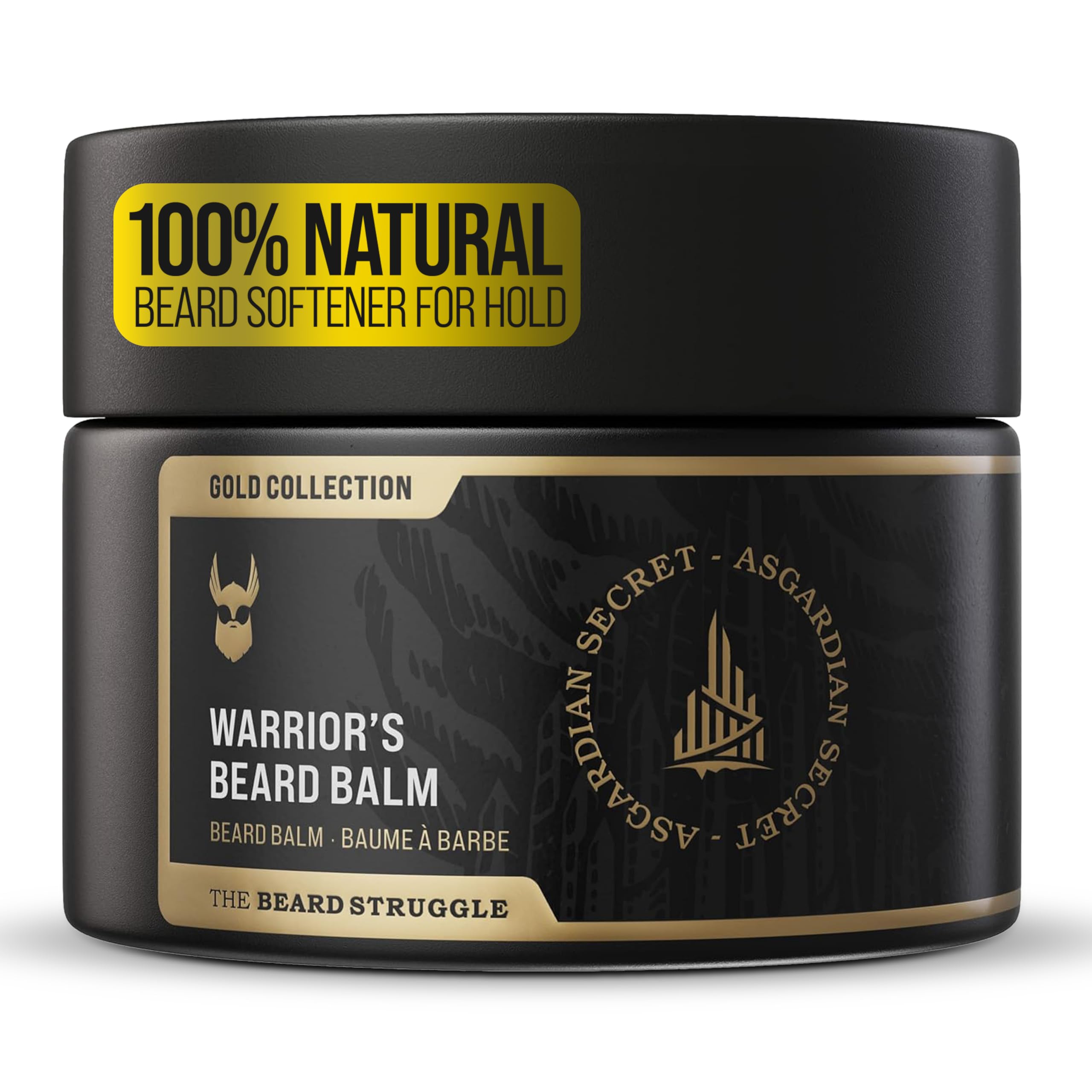 Warrior’s Beard Balm - Gold Collection, Asgardian Secret - Non-Greasy Low-Hold Formula, Luxurious Cologne-Grade Fragrances 100% Natural and Plant-Based Ingredients - 50g