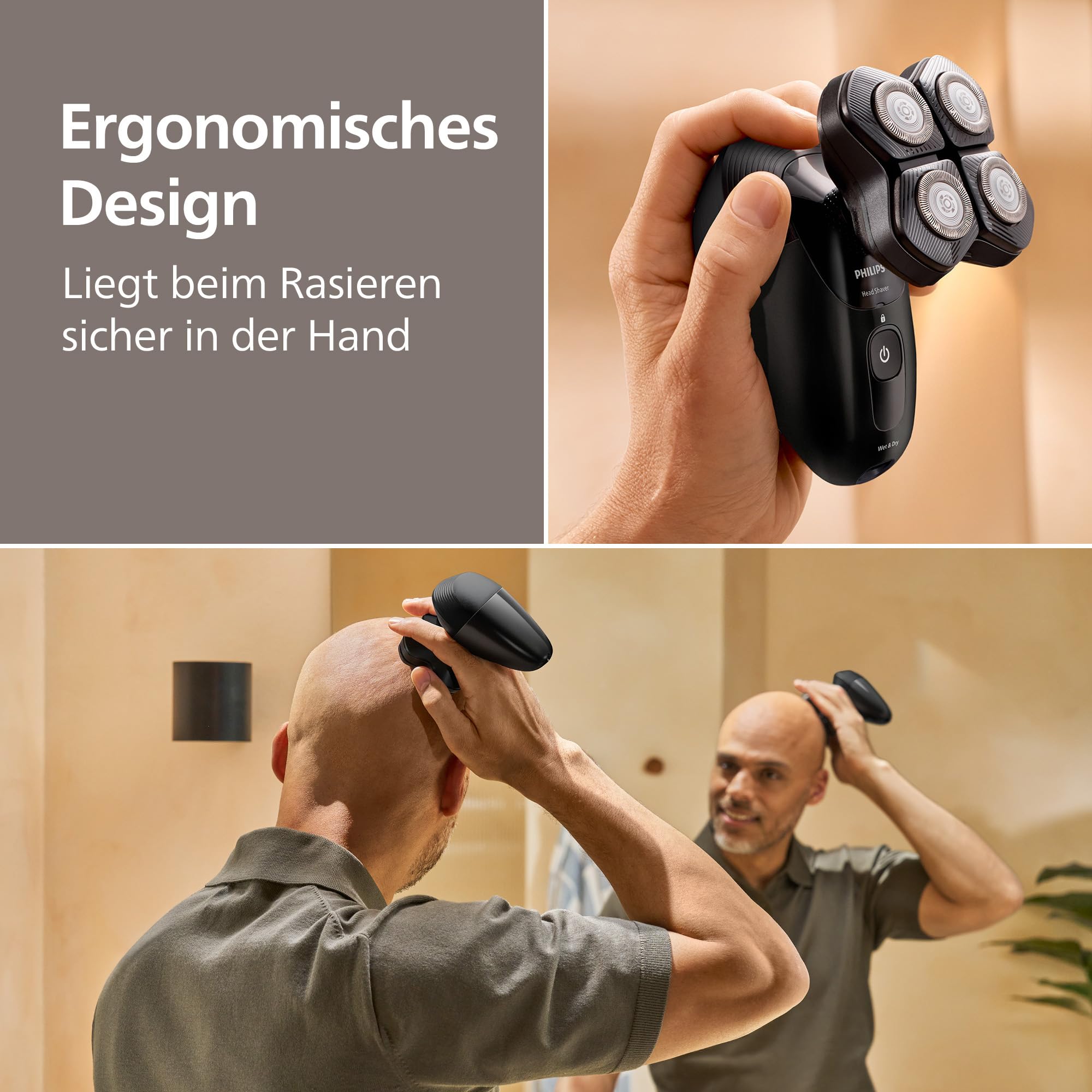 Philips Head Shaver Pro Series 5000 – Glatzenrasierer, elektrischer Rasierer für Herren und Frauen, flexibler 360°-Scherkopf und ComfortCut-Klingen, sanft zur Haut (Modell HS5980/15)