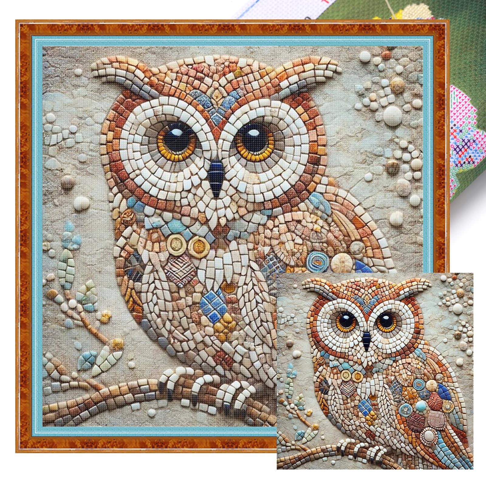 Poetrydraw Owl Full 11Ct Diy Stamped Cross Stitch Kits For Beginners Adults Home Decor Cross Stitch Art And Crafts Kits 15.6X15.6in (Owl)