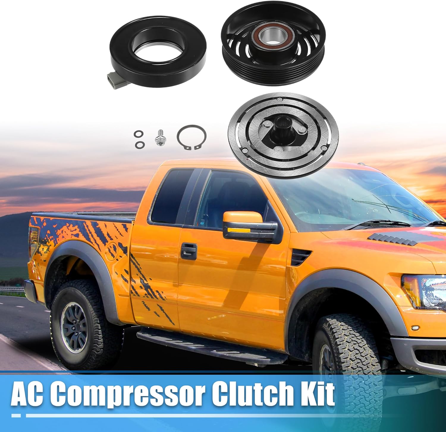X AUTOHAUX 1 Set AC Compressor Clutch Replacement for Ford F-150 8Cyl 5.0L 5.8L 1990-1995
