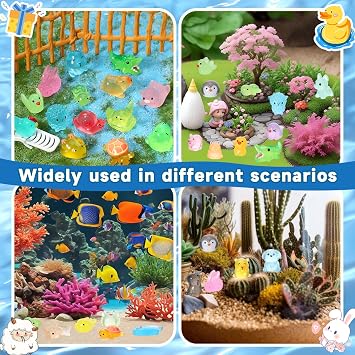 GSrenyu 60pcs Mini Resin Animals Luminous, Glow Tiny Resin Animal Little Small Plastic Animals Figures for Micro Landscape Fairy Garden Aquarium Dollhouse Decor
