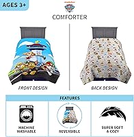 Vista 3 de Franco Ropa de cama para niños, edredón reversible de microfibra súper suave, tamaño individual/matrimonial, Paw Patrol