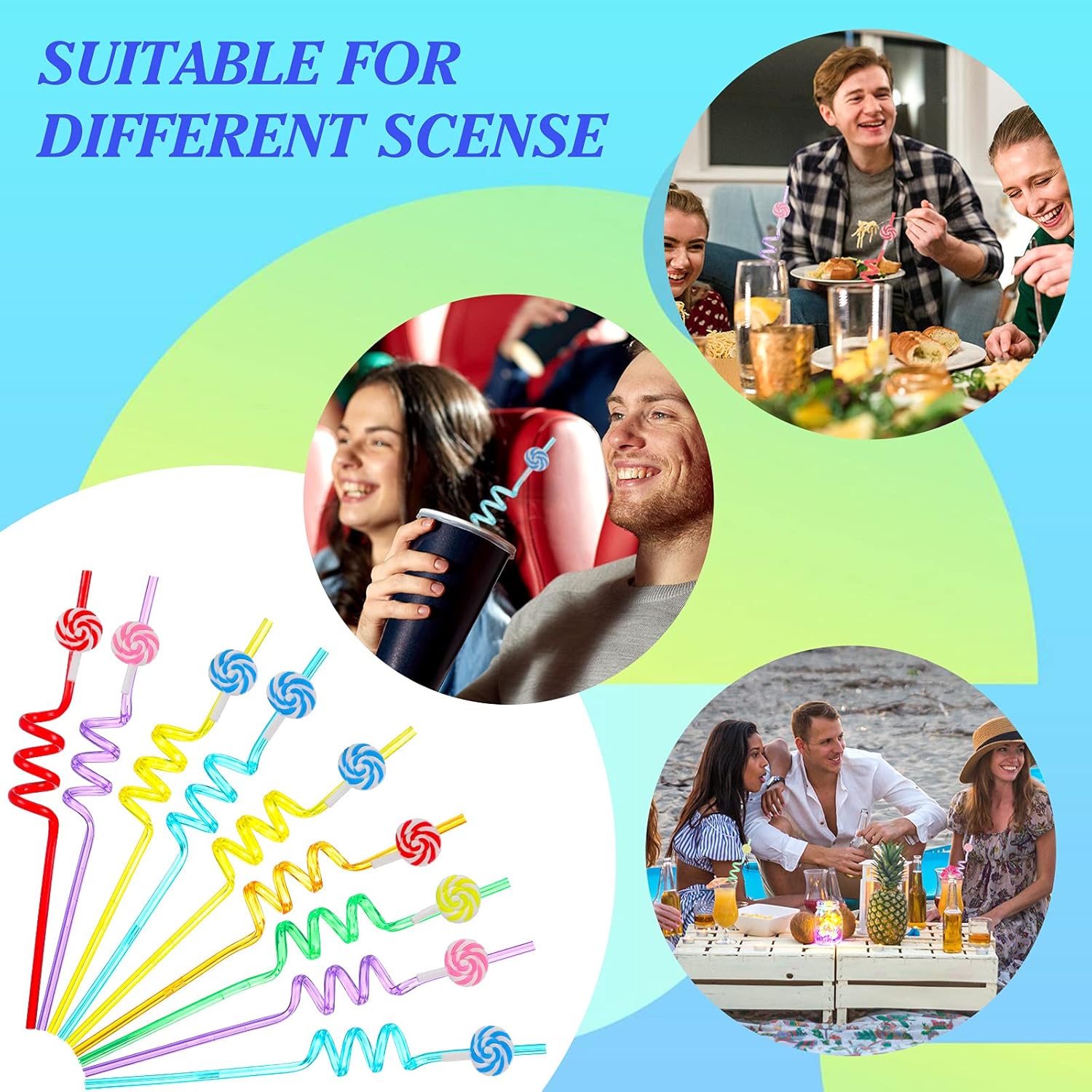 30 Pieces Candy Reusable Plastic Straw for Kids, Colored Party Drinking Straws Kid Straw Decorative with 2 Pieces Cleaning Brush for Kids Candy Lollipop Birthday Party Favors - Image 6
