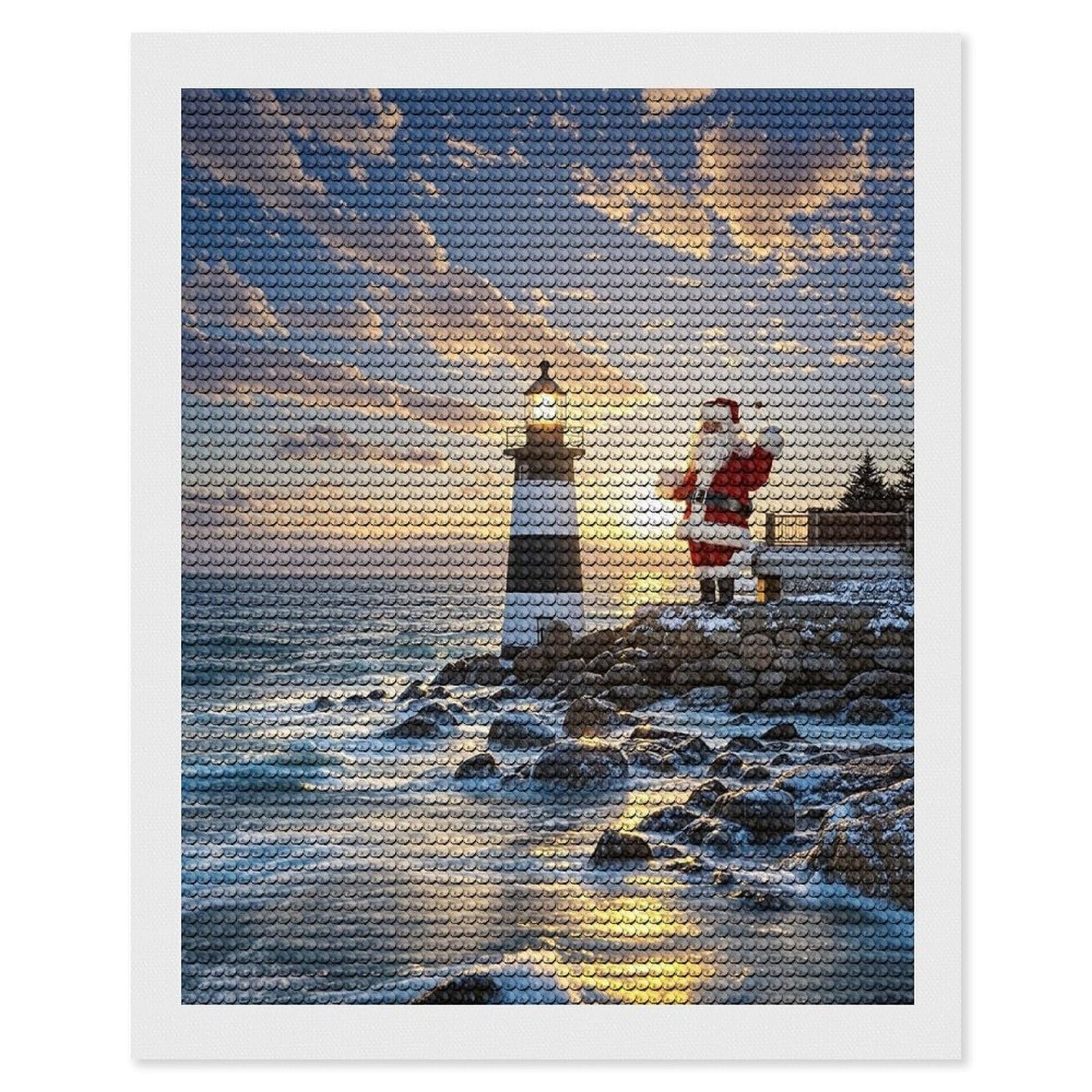 FekiLoot Santa Claus Lighthouse Diamond Painting Kits for Adults Round Paint with Diamonds Pictures Gem Art Painting Kits Personalized Diamond Art Full Drill for Beginners Home Wall Decor