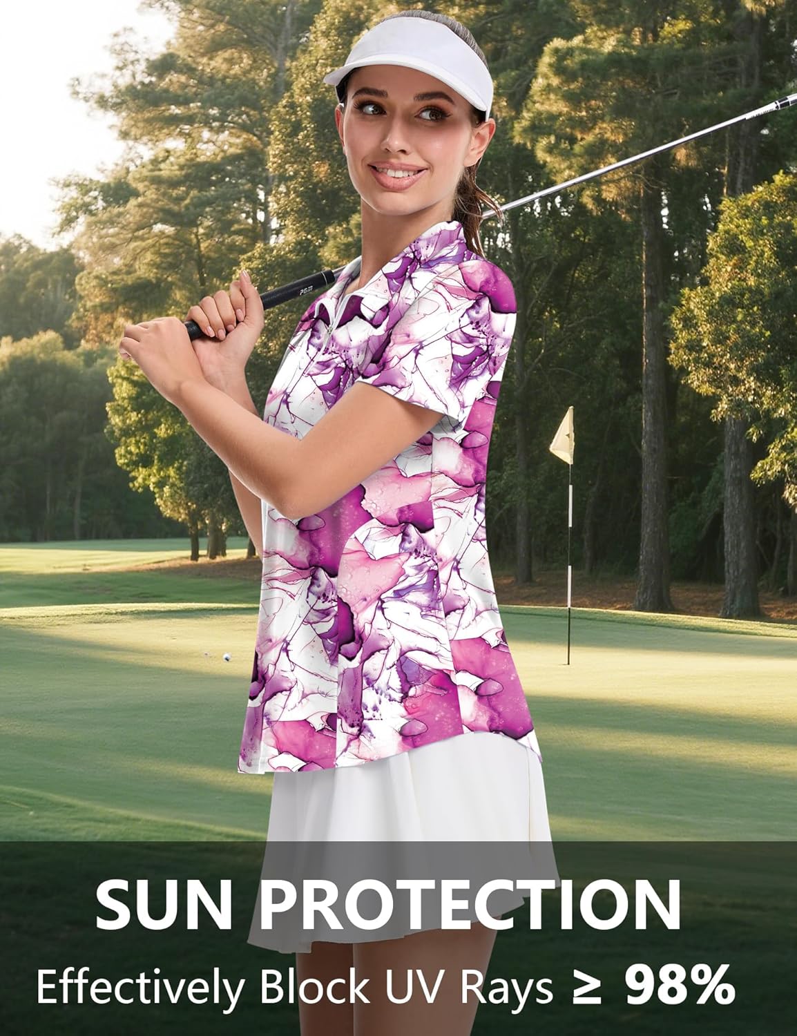 LOMON Womens Golf Polo Shirts Summer Short Sleeve 1/4 Zip Tops Moisture Wicking Casual Tennis Activewear with Pockets - Image 2