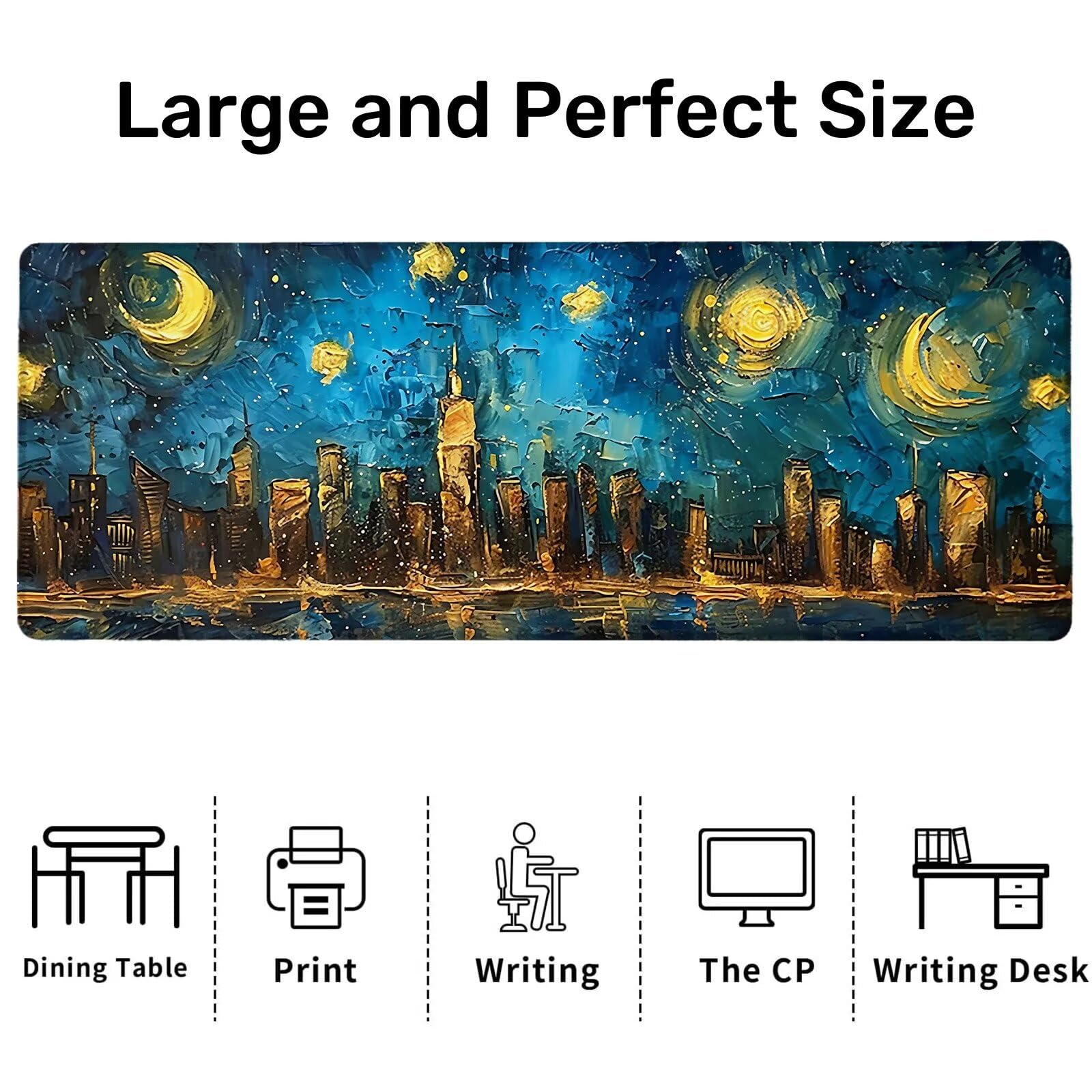 Tappetino Mouse XXL 1000x500 mm, Tappeto Mouse Blu, Tappetino per Mouse da Gioco con Base in Gomma Antiscivolo, Notte Stellata Tappeto Scrivania con Bordi Cuciti, XXL Mouse Pad Gaming per Ufficio, S-8