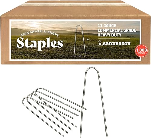 Sandbaggy - Grapas galvanizadas para paisajes de 5.9in con parte superior redonda, clavija cuadrada para estacas de jardín disponible en Yaxa Colombia