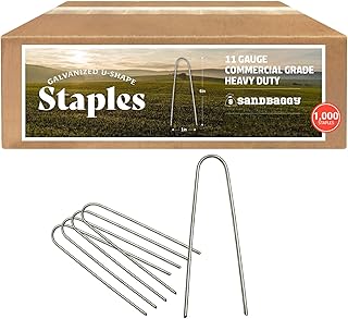 Sandbaggy Galvanized 6 Inch Round Top Landscape Staples ~ SOD Garden Stakes for Drip Irrigation Tubing & PVC Piping - Trusted by Farmers & Contractors Across USA (1,000 Staples)