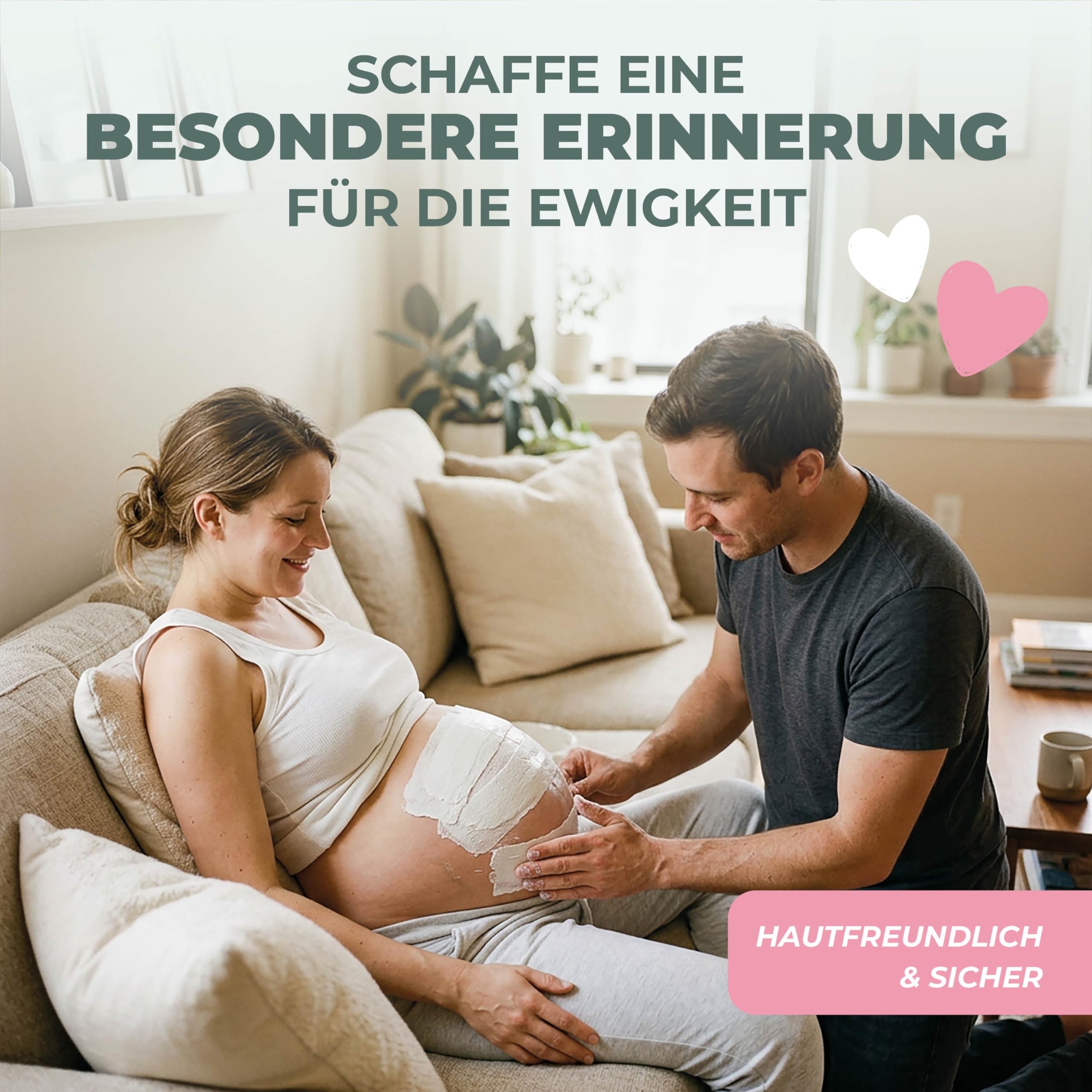 Amari ® Gipsabdruck Babybauch Set - Gipsabdruckset Babybauch - Geschenk werdende Mutter, Gips für den Bauchabdruck -Erinnerungen Schwangerschaft
