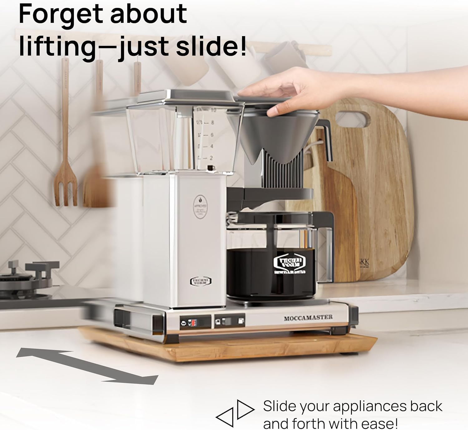 Ibyx Elegant Sliding Tray for Your Coffee Maker & Heavy Kitchen Appliances - Sturdy, Slides Easily from Under The Cabinet (Natural, 13”W x 10.5”D) - Image 2