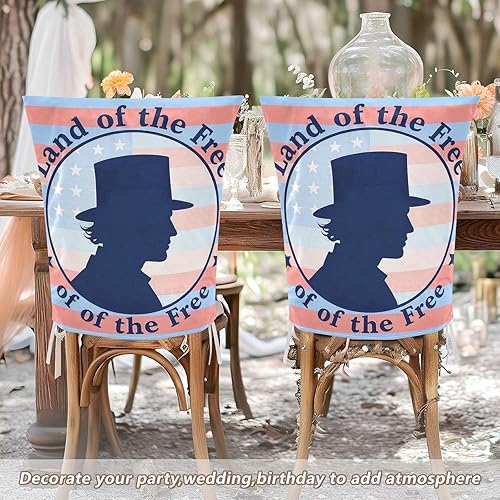 Miniatura 6 de 4th of July Independence Day Land of Free Blue Silhouette Decorative Birthday Seat Cover for Classroom Chair for Hotel Washable Wedding Chair Covers