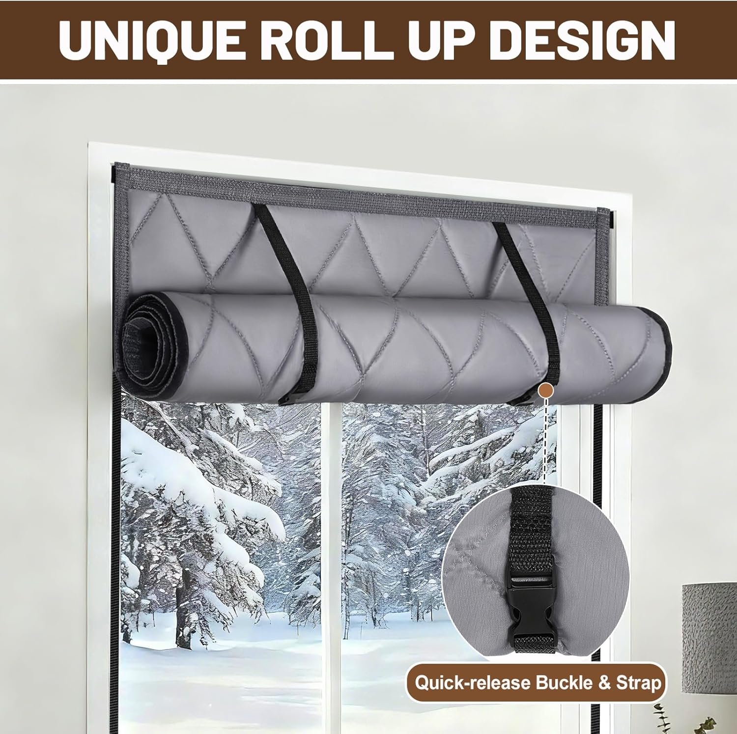 Visible Window Insulation Kit for Winter, 3 Layer 36” x 60” Oxford Cloth Thermal Window Cover, Cotton Filled Weatherproofing Insulated Window Cover to Keep Warm（36 x 60 inch/91 x 152 cm）