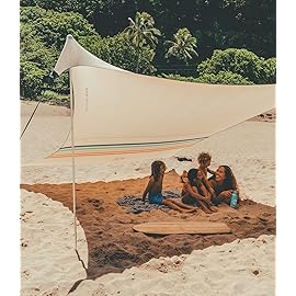 Neso Grande Portable Beach Tent Sun Shelter - Lightweight Beach Shade Canopy - Easy Setup for Family Outings - Patented Reinforced Corners - UPF 50+ Sun Protection - 7ft Tall, 9 x 9ft - Rainbow