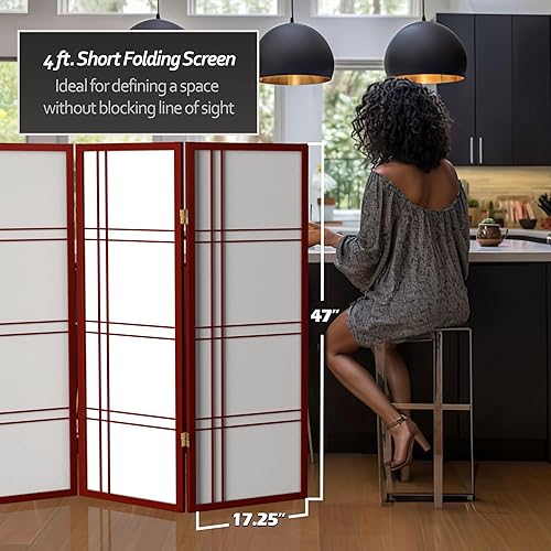 Miniatura 5 de Pantalla Shoji corta de doble cruz de 4 pies - Palisandro - 3 paneles