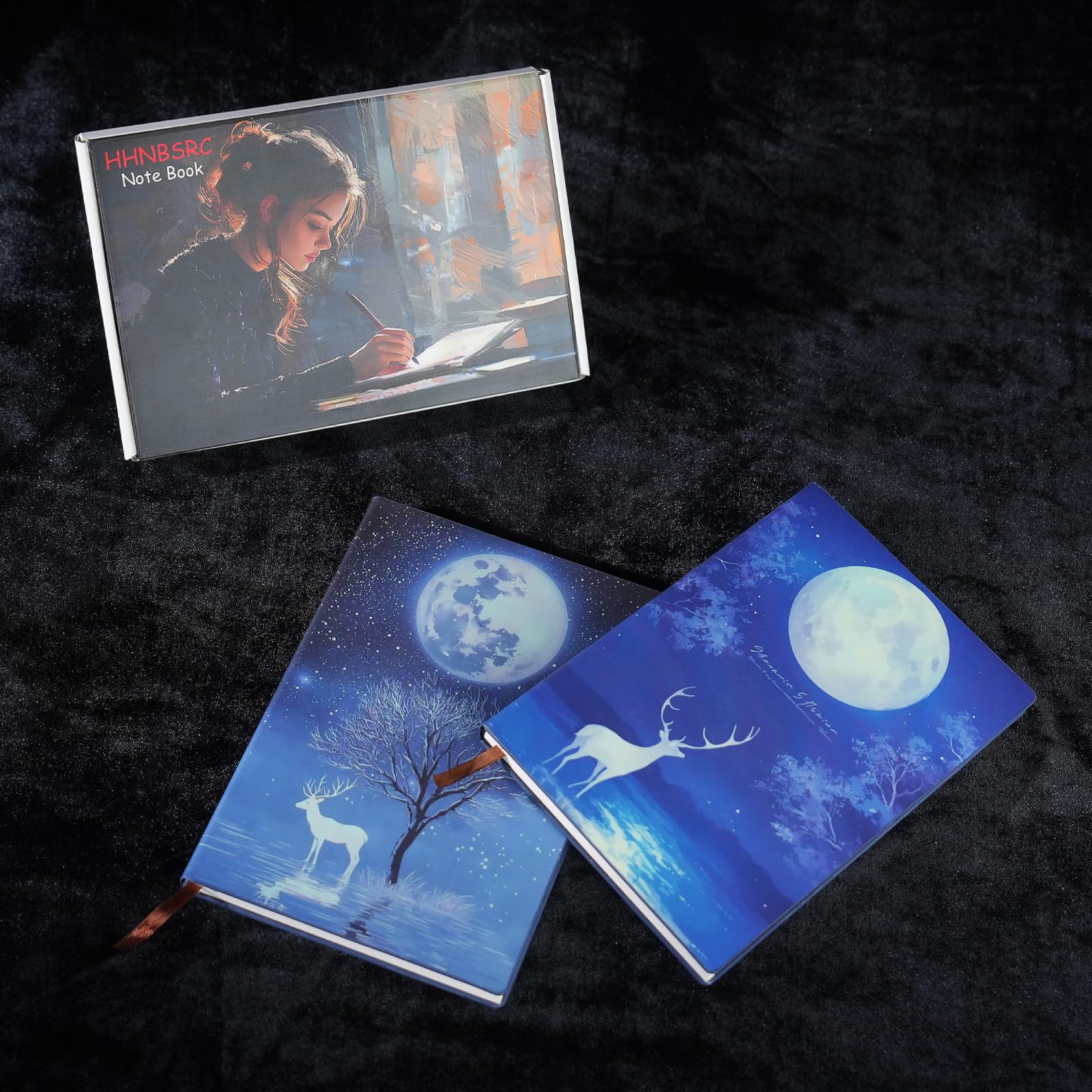 Taccuino con copertina rigida fosforescente, design mistico cielo notturno, 200 pagine, formato A5, 21,2 x 14,7 cm, righe orizzontali