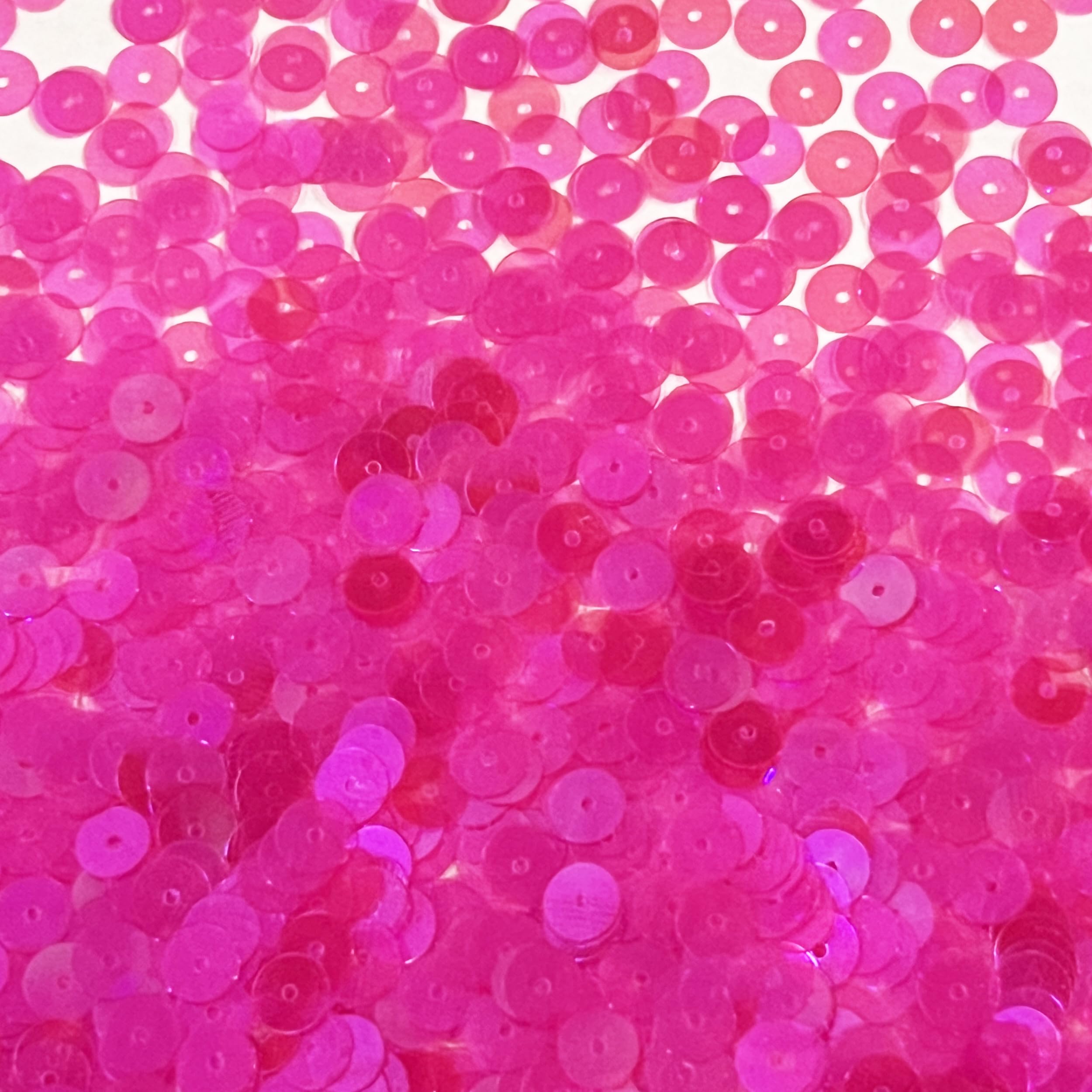 6mm Flat Sequins Bright Pink Iris Fluorescent Made in USA
