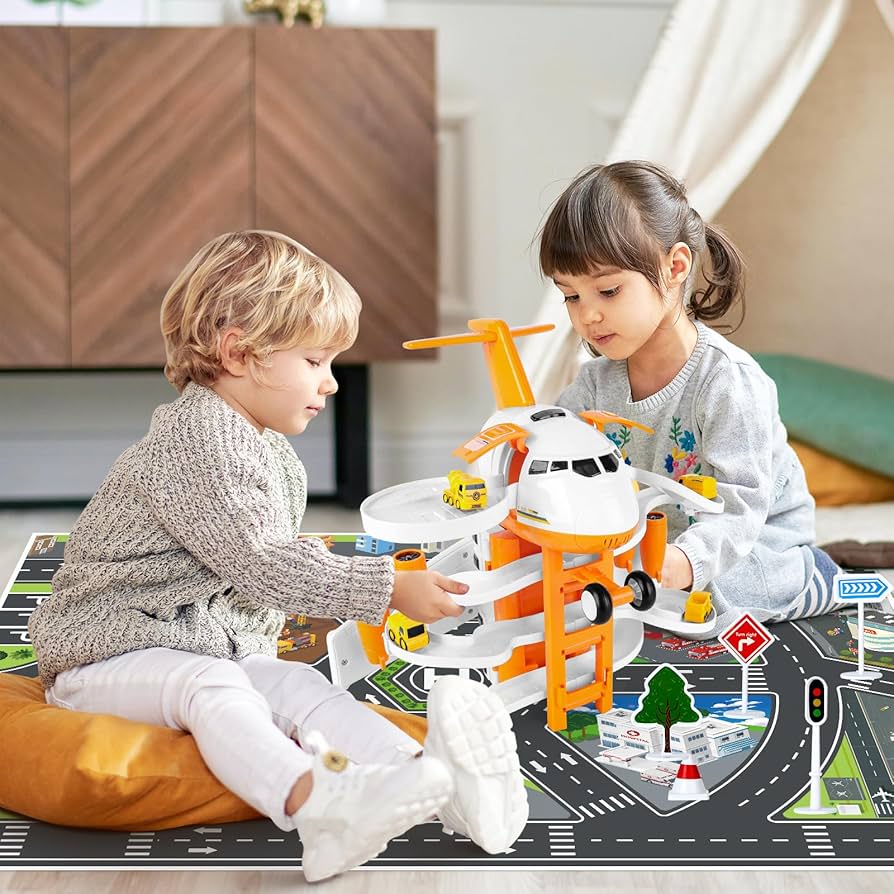 SANRUIHE Transport Cargo Airplane Car Toy Play Set Airplane