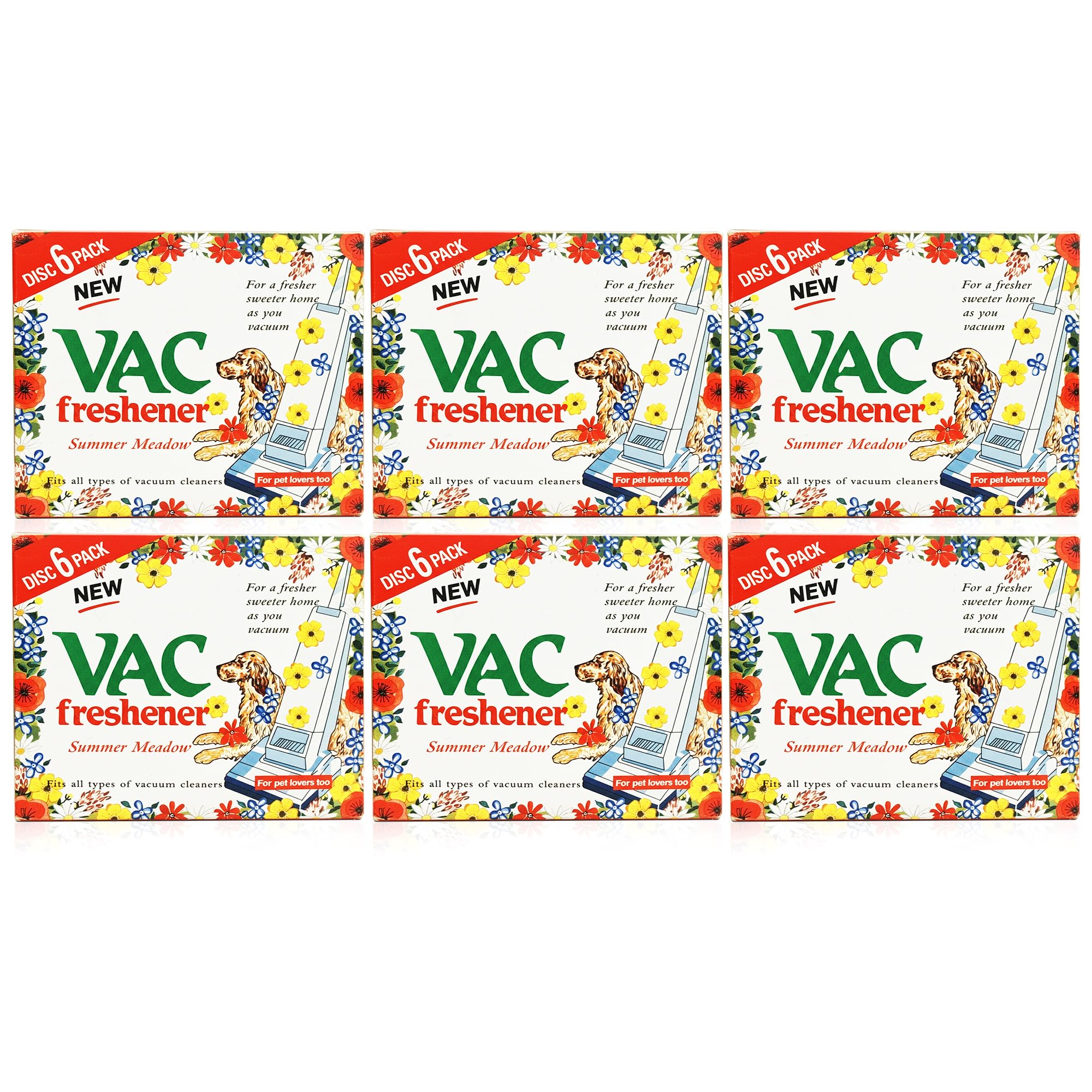 VR ANGEL Vacuum Cleaner Freshener Discs for Hoovers Scent Options Odour Eliminating Hoover Freshener Fits All Vacuum Cleaners (Summer Meadow, 6 Pack)