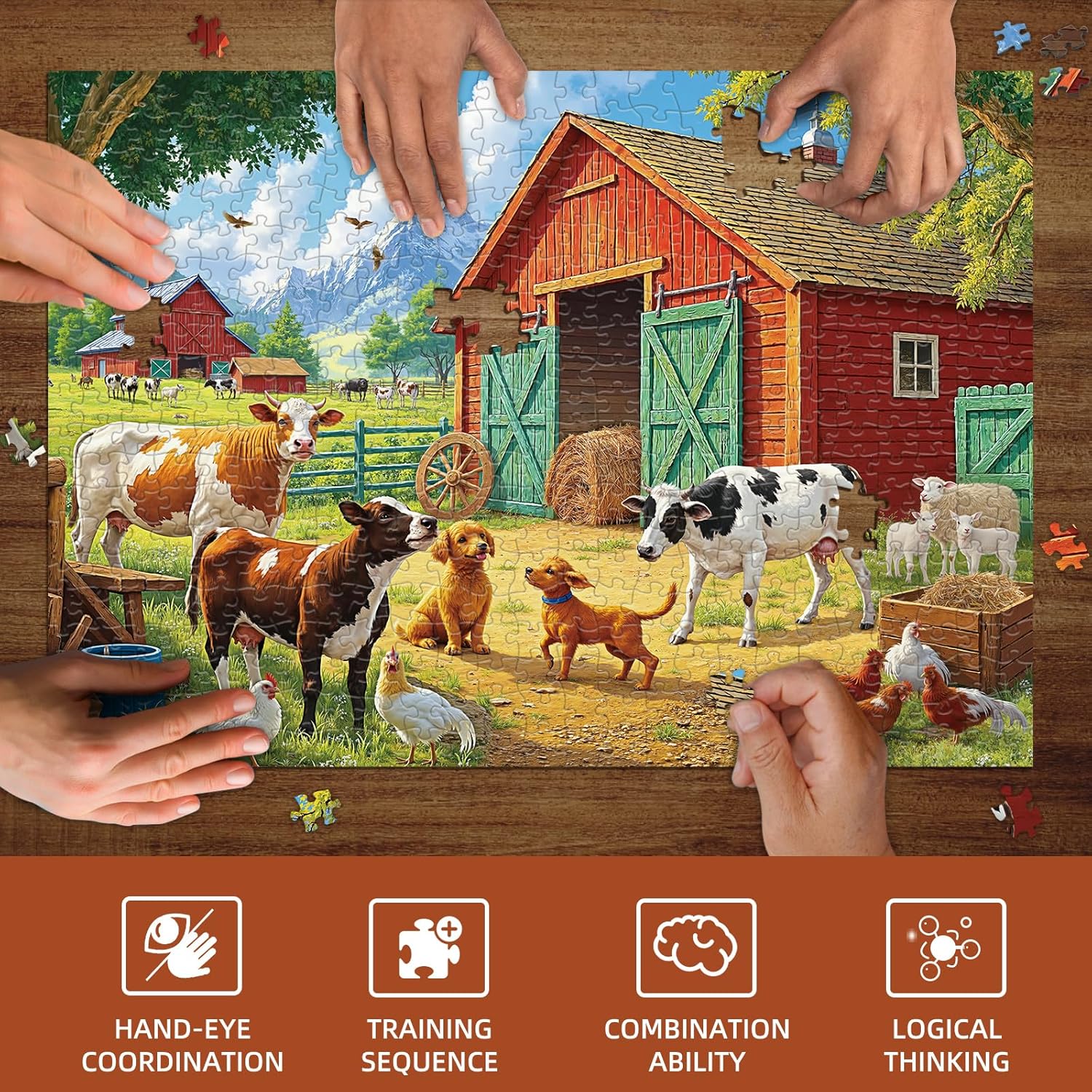 Sutinban Farm Animal Jigsaw Puzzles for Adults 500 Pieces, Challenging Country Life Cows, Dogs, Chickens Puzzles for Adults Seniors, Family Game Decor Birthday Gift
