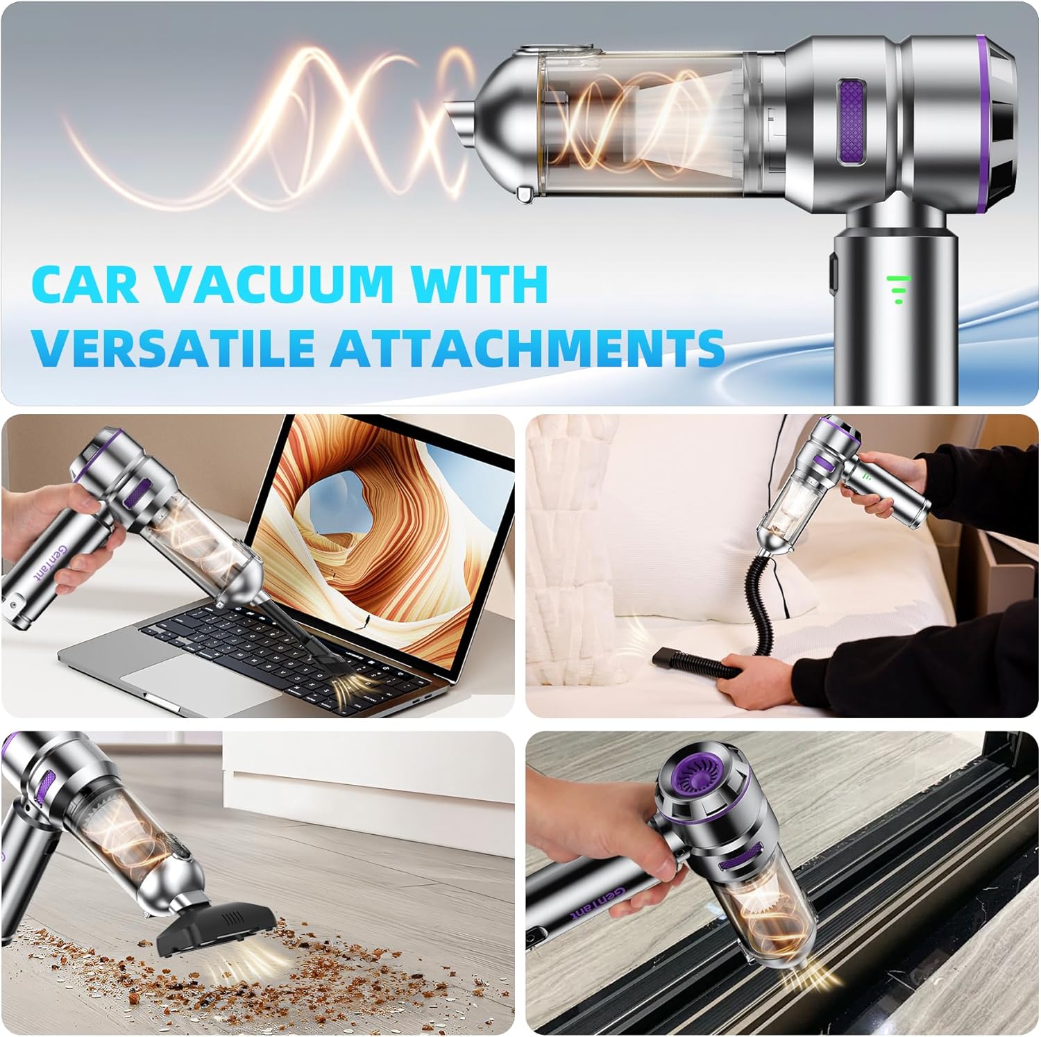 Mini Vacuum Cleaner Cordless, Car Vacuum Cleaner High Power Rechargeable Strong Suction, Air Pump Duster Blower Brushless Motor, Handheld Vacuum Cordless for Home Office, Gift for Men Women