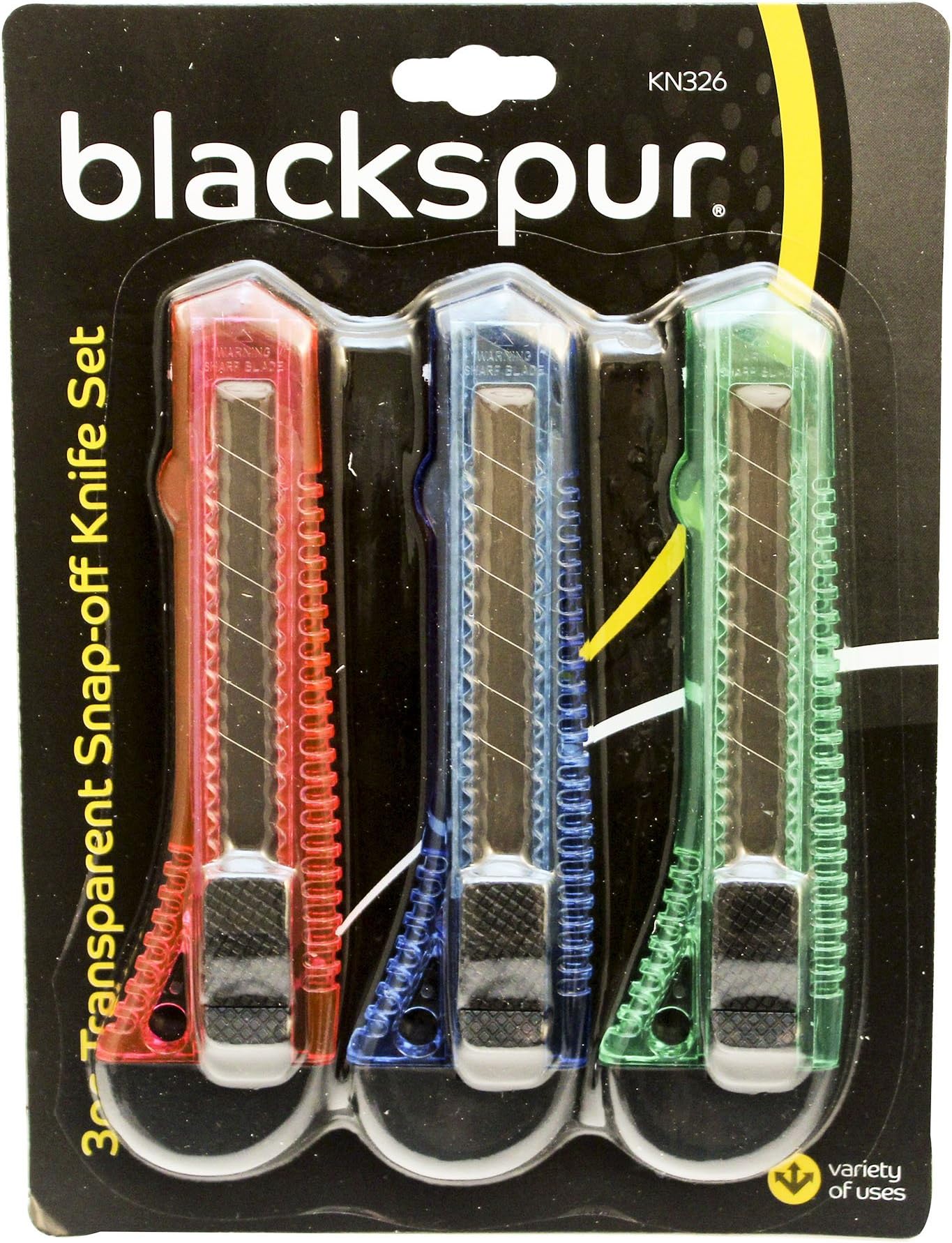 Blackspur BB-KN326 Transparent Snap-Off Knife Set