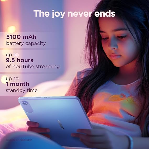 Lenovo Tab Android Tablet | 10.1 inch Full HD Display | MediaTek Helio G85 | 128GB | Wi-Fi 6 | 4GB RAM | Polar Blue + Clear Case