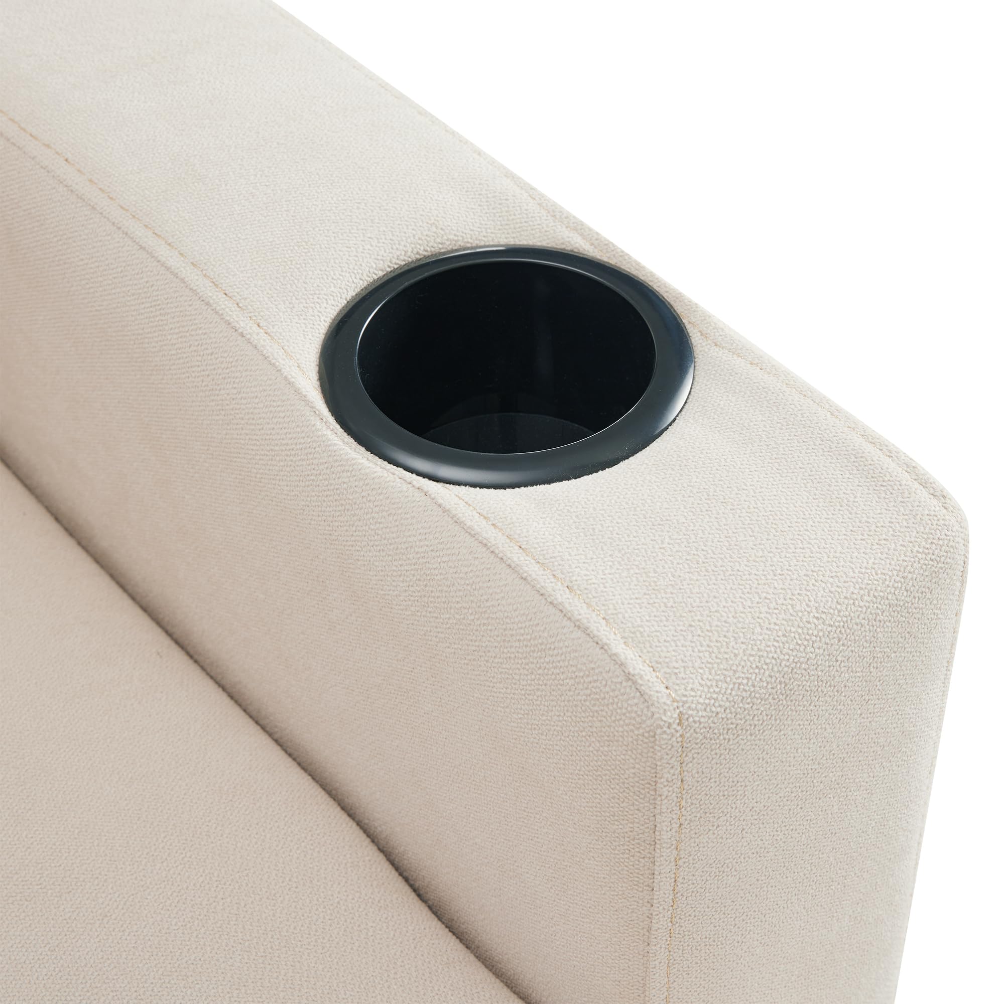 Azkoeesy Divano Angolare a Forma di L 3 Posti con Chaise Longue e Spazio di Archiviazione, Portabevite e 2 Cuscini, per Soggiorno e Ufficio 175x129x90 cm (Beige)